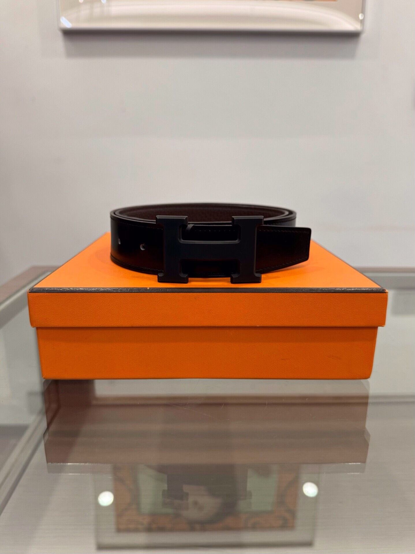 Hermes Hermes Black & Chocolate H Buckle Belt 85 Size ONE SIZE - 1 Thumbnail