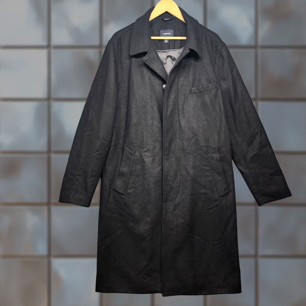 Lands' End Lands' End Wool Blend Overcoat Coat Mens M Regular Long Button Black Charcoal Top Dress Coat Size US M / EU 48-50 / 2 - 1 Thumbnail