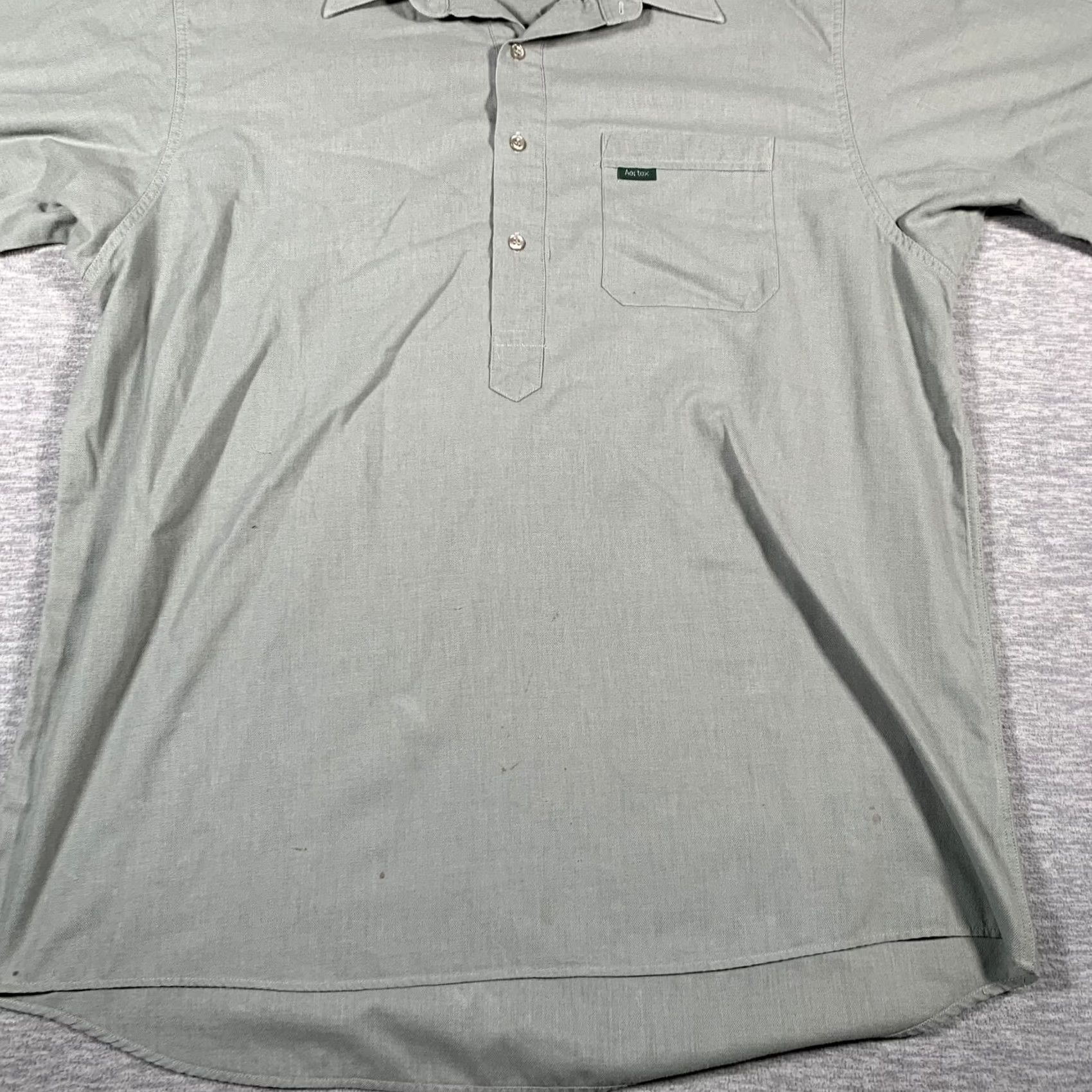 Vintage Aertex by Summit Shirt Mens Large Sage Green Popover Short Sleeve Half Placket Button-Up Size US L / EU 52-54 / 3 - 3 Thumbnail