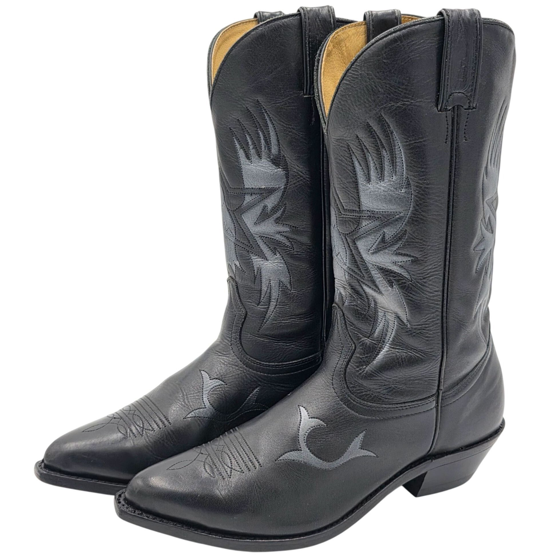 Boulet Boulet Mens Size 9.5EE Wide Black Silver Leather Cowboy West Size US 9.5 / EU 42-43 - 4 Thumbnail