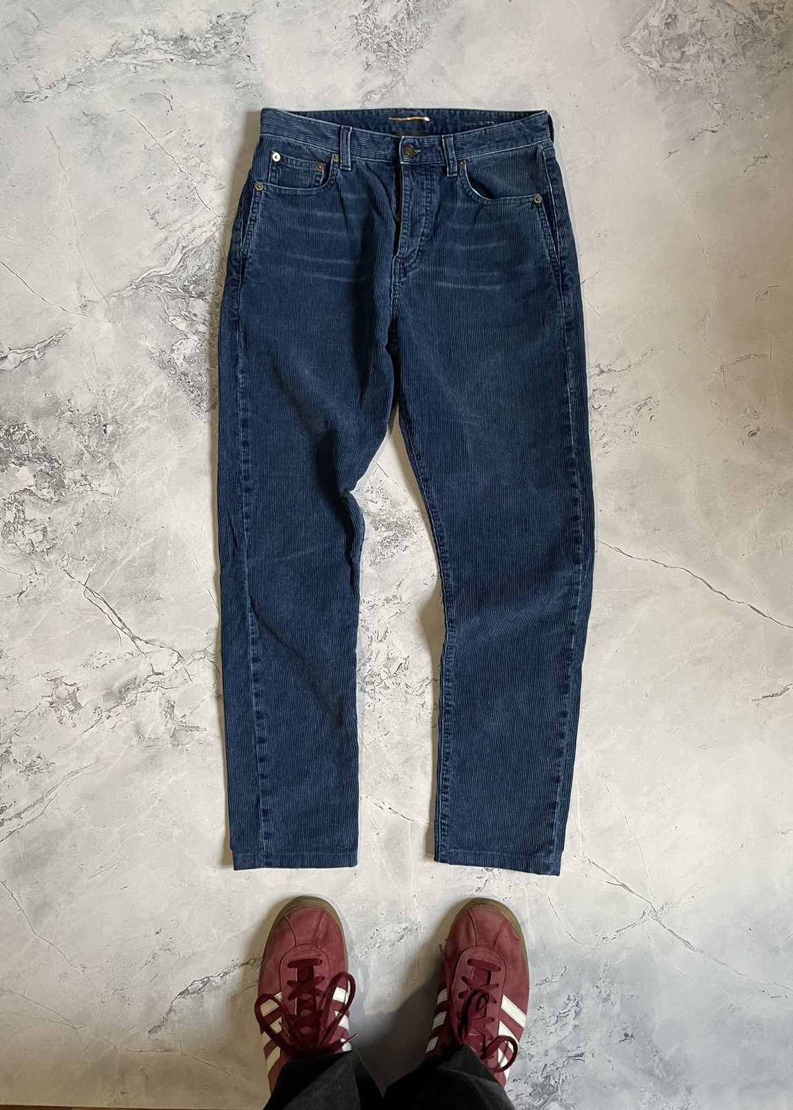 Saint Laurent Velvet Pants With Gold Chain