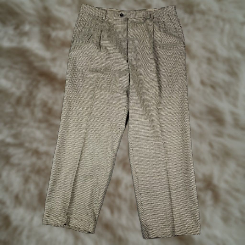 Zanella Zanella Pants Mens 36x30 Brown Houndstooth Wool Pleated Dress  Slacks Trousers | Grailed