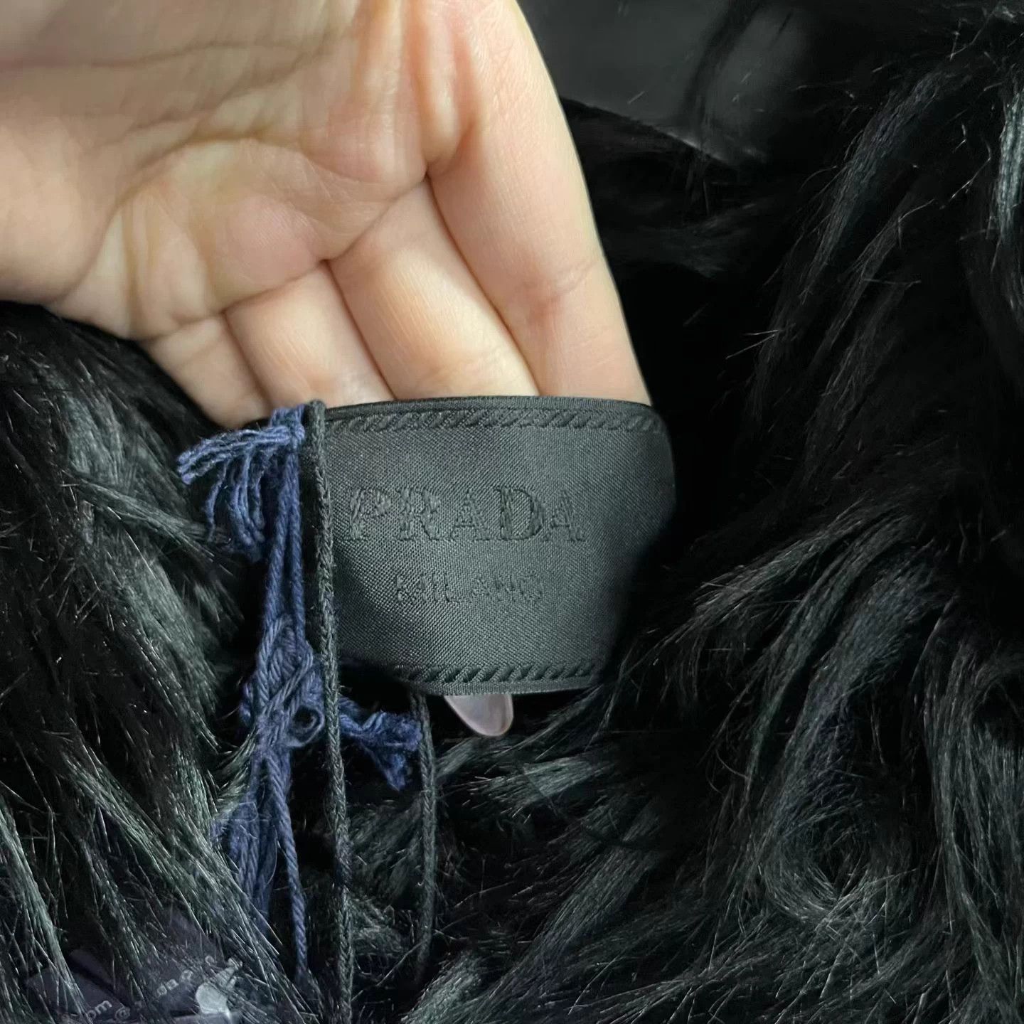 Prada Prada black faux fur coat, solid color. Size L / US 10 / IT 46 - 3 Thumbnail
