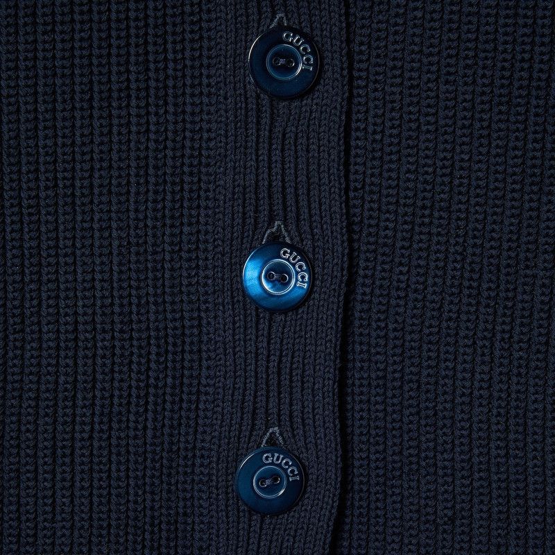 Gucci o1la5ras0526 Chunky Rib Cotton Polo Top in Dark Blue Size S / US 4 / IT 40 - 9 Thumbnail
