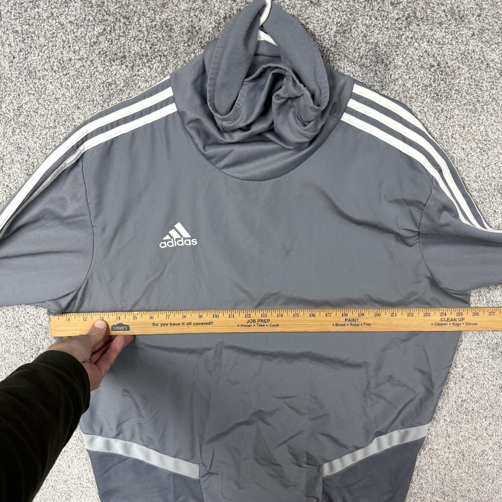 Adidas Adidas Jacket Mens XL Gray Fleece Cowl Neck Thumbholes Soccer Training Athletic Jacket Size US XL / EU 56 / 4 - 4 Thumbnail