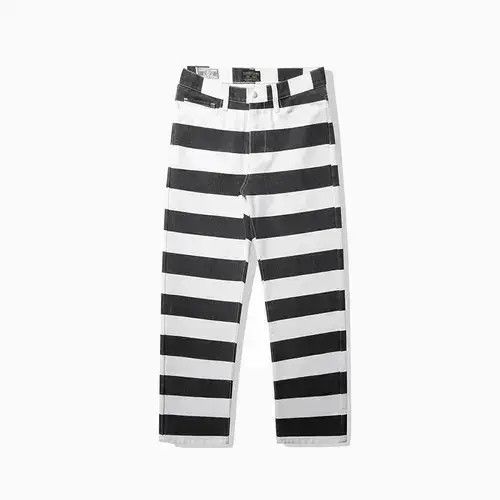 Designer × Japanese Brand Striped Thick Denim Pants Durable Size US 36 / EU 52 - 2 Thumbnail
