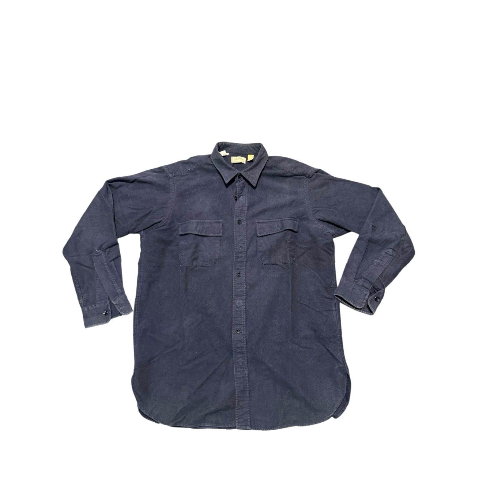 Vintage VINTAGE L.L. Bean Chamois Cloth Shirt Mens 17 Tall XL Navy Blue Made in USA 90s Size XXL / US 16-18 / IT 52-54 - 2 Thumbnail