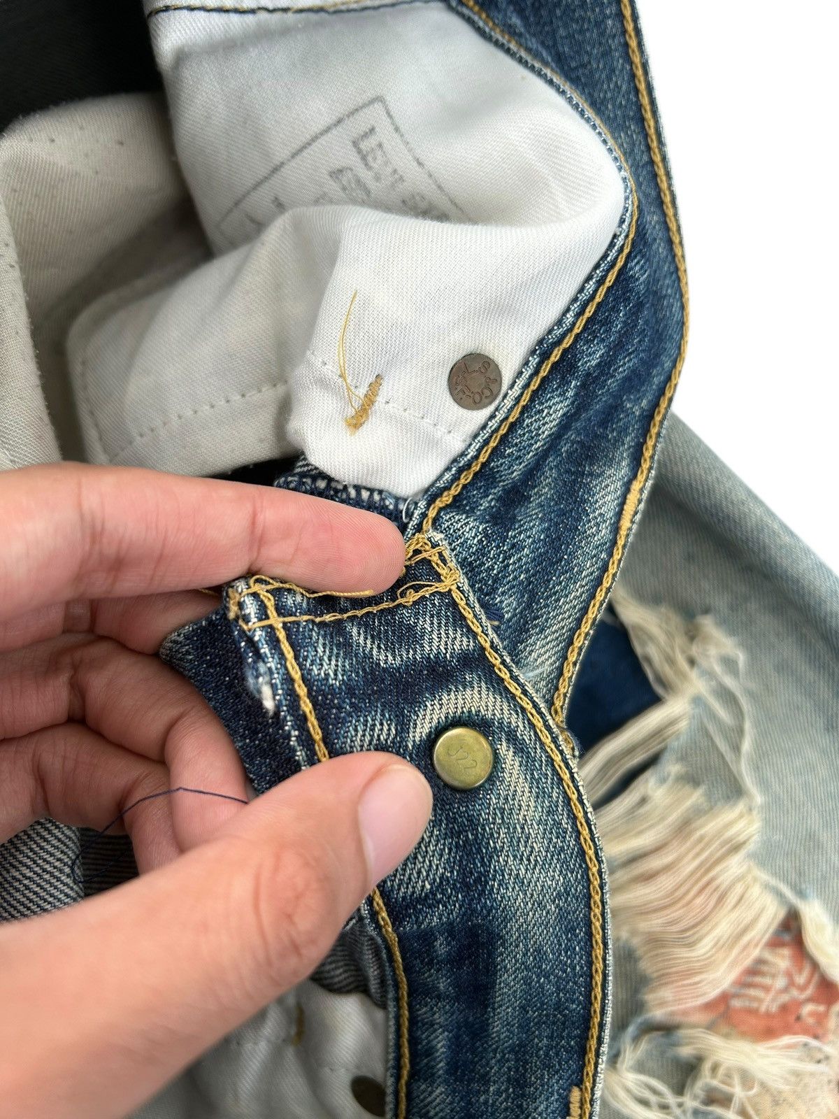 Kapital Thrashed Vintage Levis big E Selvedge Repair Denim Jeans Size US 32 / EU 48 - 9 Thumbnail