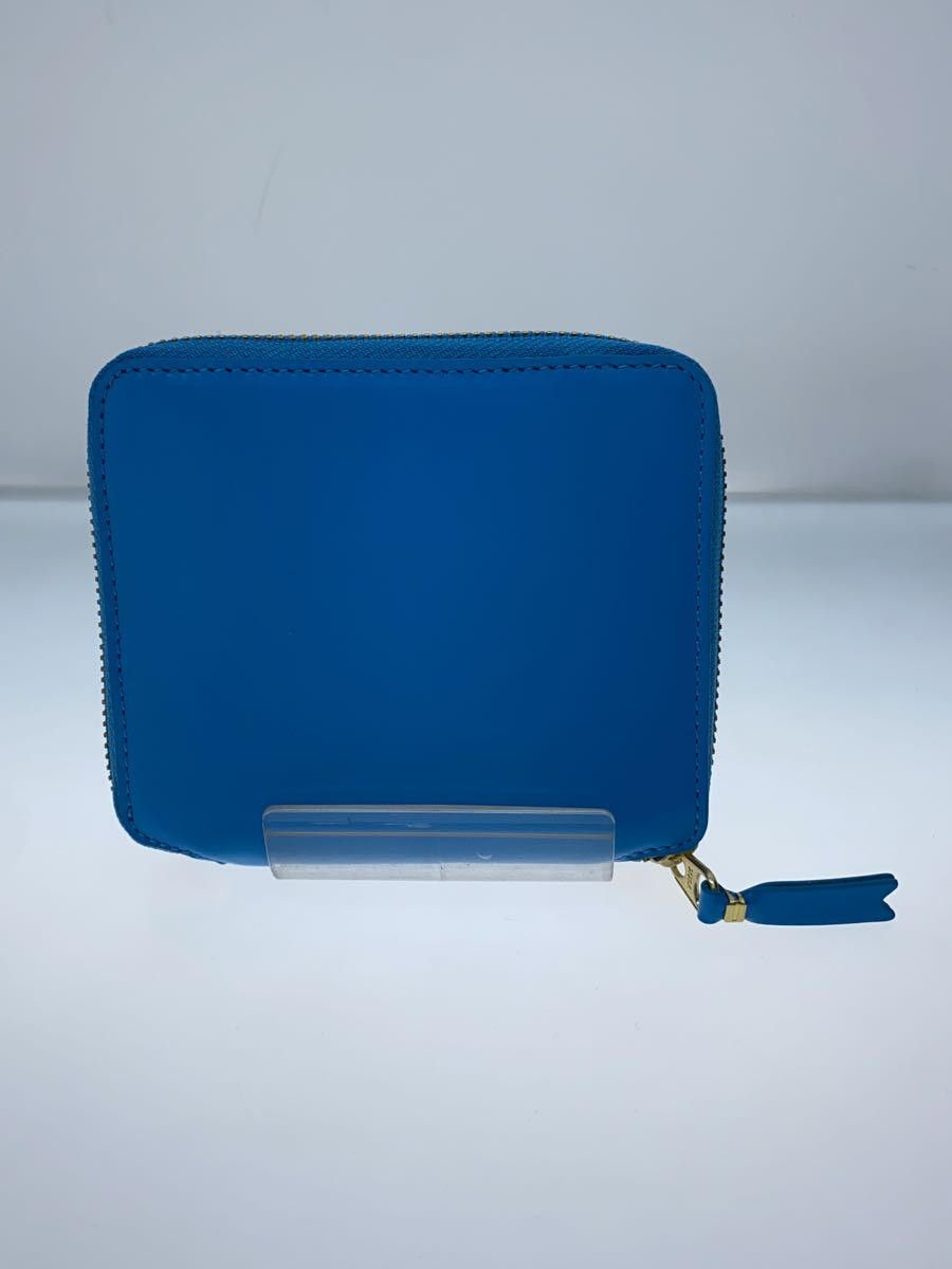 Wallet Round zip bi-fold leather plain Blue