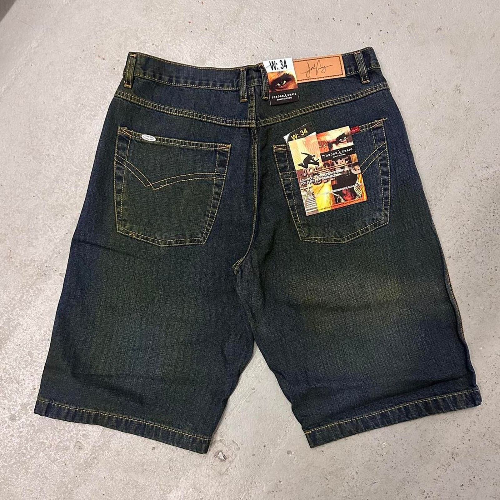 Other Vintage Baggy Y2k Urban Wide Leg Denim Shorts Blue Yellow 34 Size US 34 / EU 50 - 2 Thumbnail