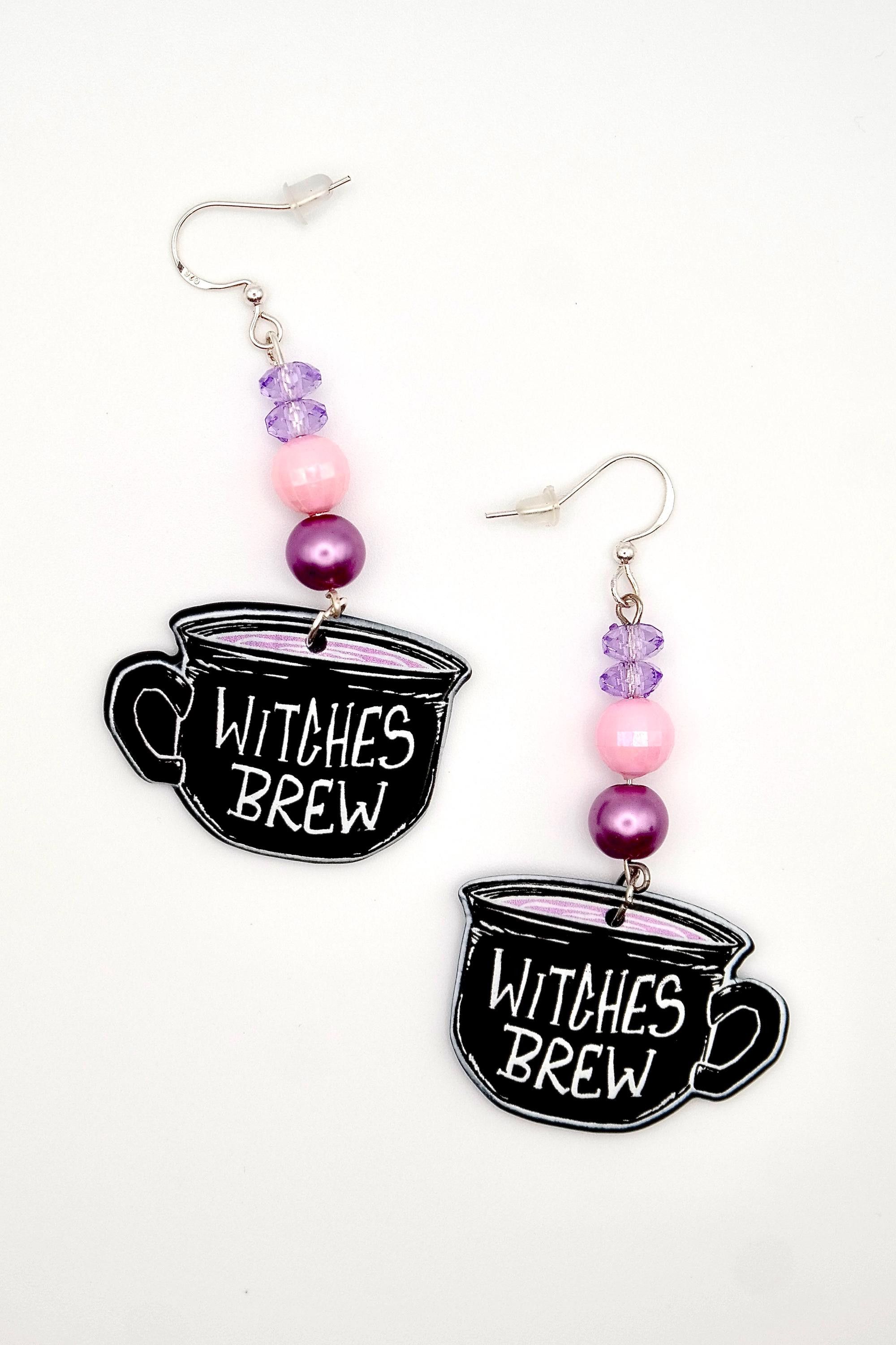 Handmade Witchy Black & Lavender Earrings Size ONE SIZE - 9 Thumbnail
