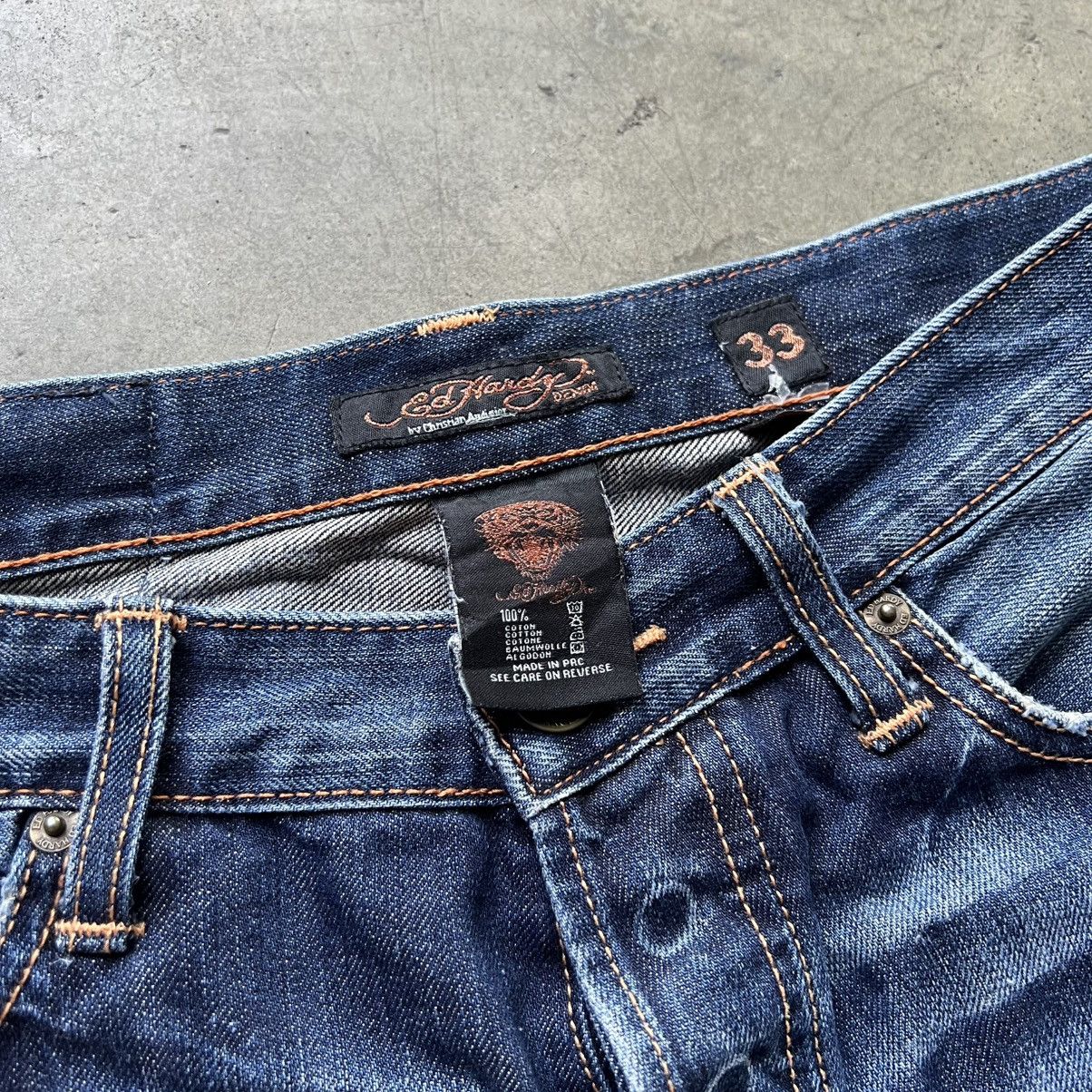 Ed Hardy × Vintage VTG ‘00s Y2K Christian Audigier Ed Hardy Skull Denim Jeans Size US 33 - 5 Thumbnail