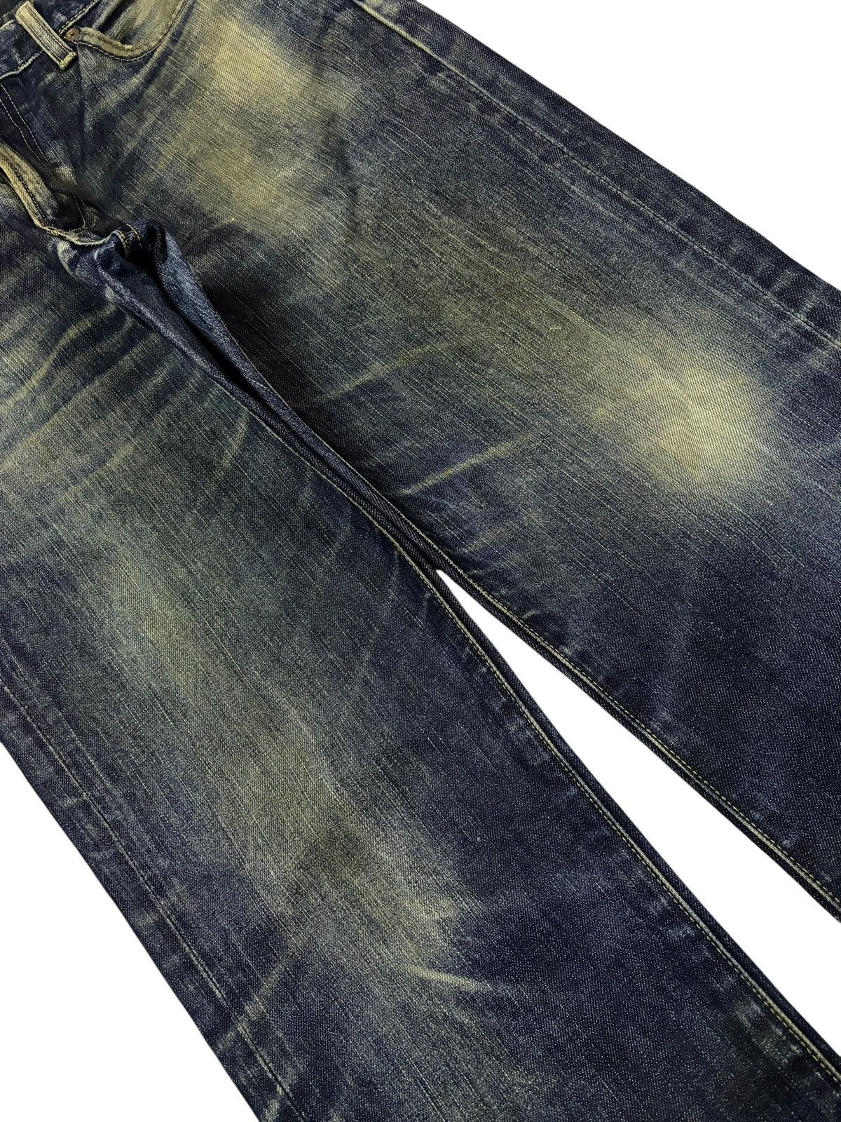 Japanese Brand Vtg Kaihara Denim Uniqlo Mud Washed Distressed Jeans Size US 33 - 3 Thumbnail