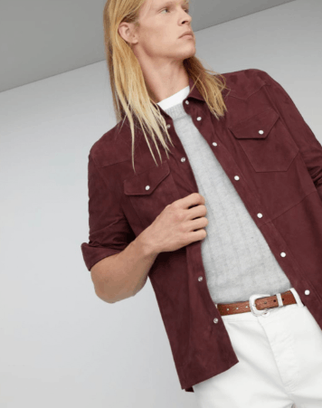 Brunello Cucinelli Leather Shirt in Red Size US L / EU 52-54 / 3 - 4 Thumbnail