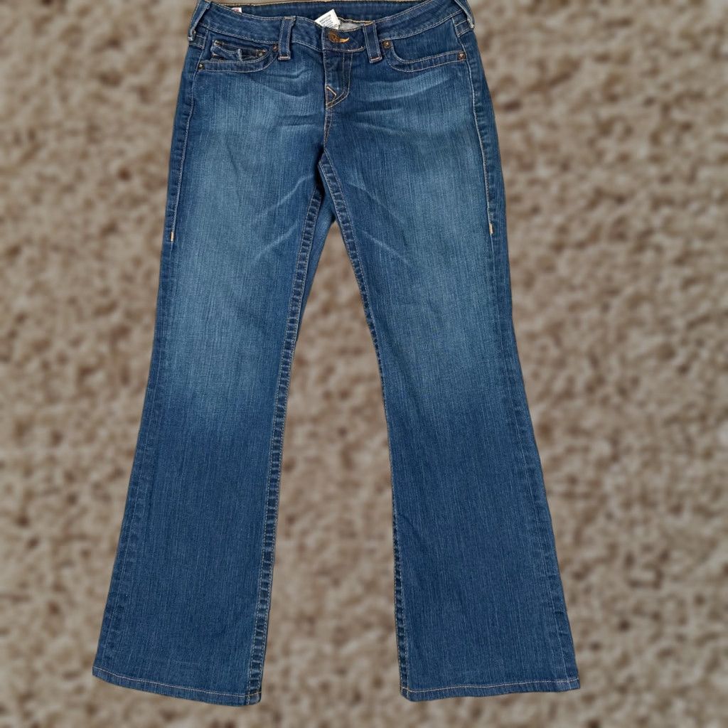 True Religion True Religion Women's Flared Jeans 32" Waist 31" Inseam Light Wash Denim Cotton Stretch Retro 2000s Size 24" / US 00 / IT 34 - 1 Thumbnail