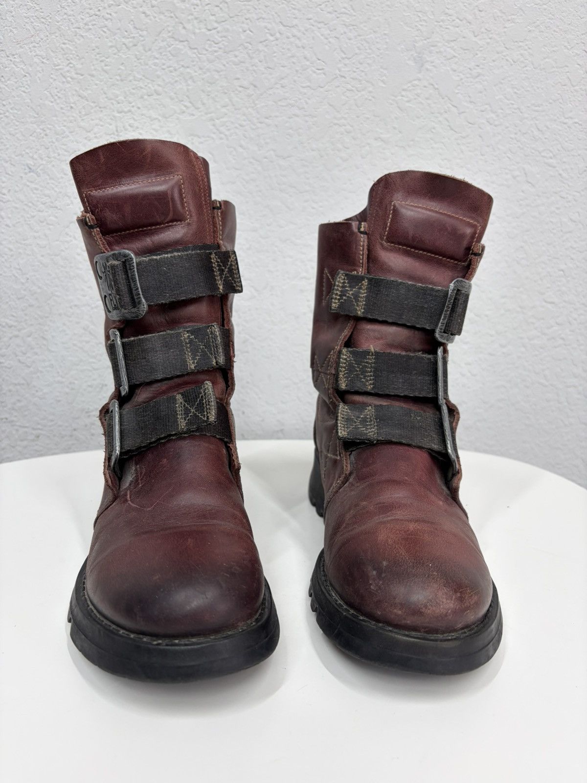 Hedi Slimane Vintage Rick Owens Vibe Leather Combat Biker Boots Archive Size US 6.5 / EU 39-40 - 7 Thumbnail