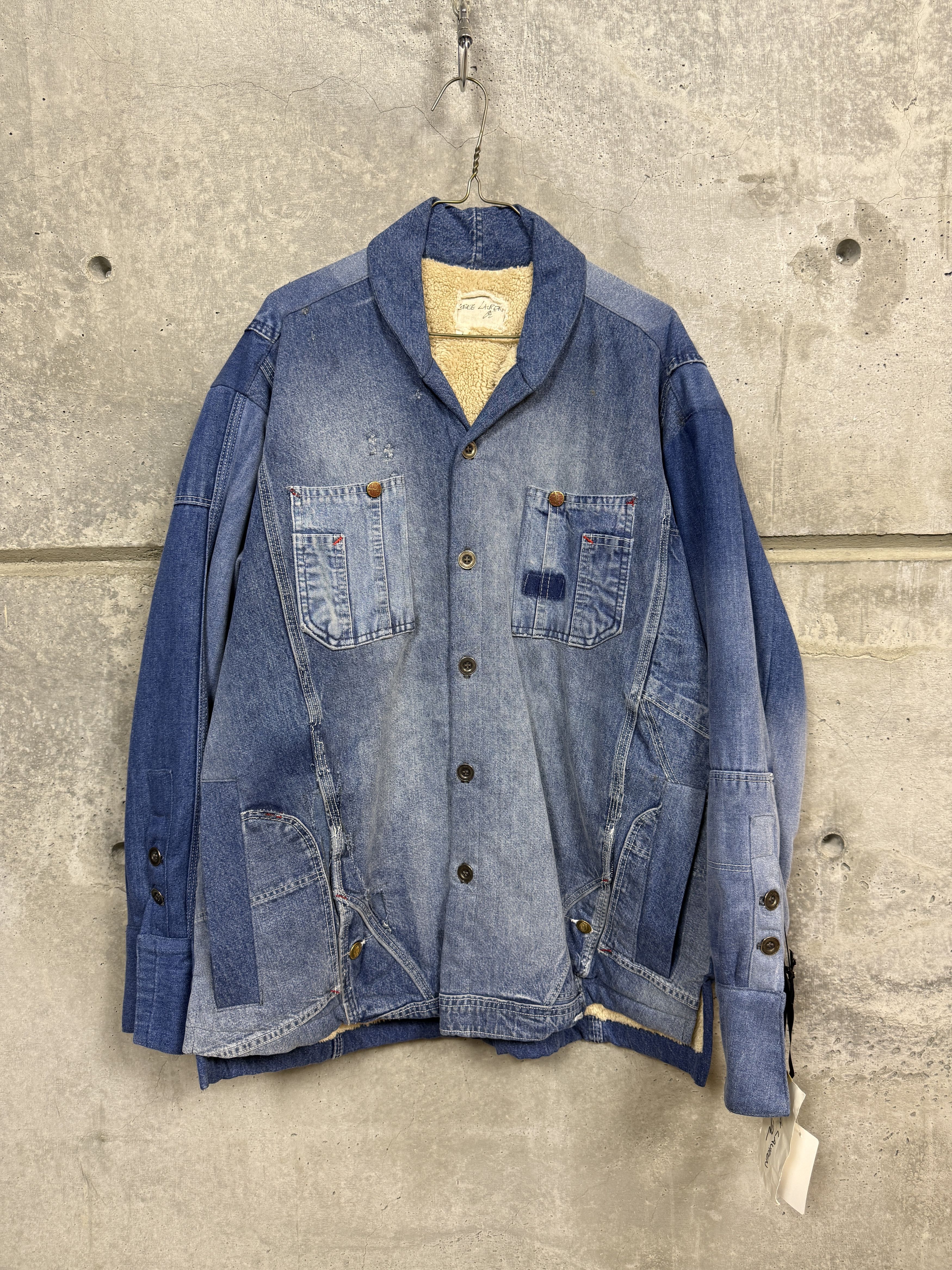 Greg Lauren $1800 Greg Lauren Overall Sherpa Lined Boxy Denim Jacket Size US L / EU 52-54 / 3 - 1 Thumbnail