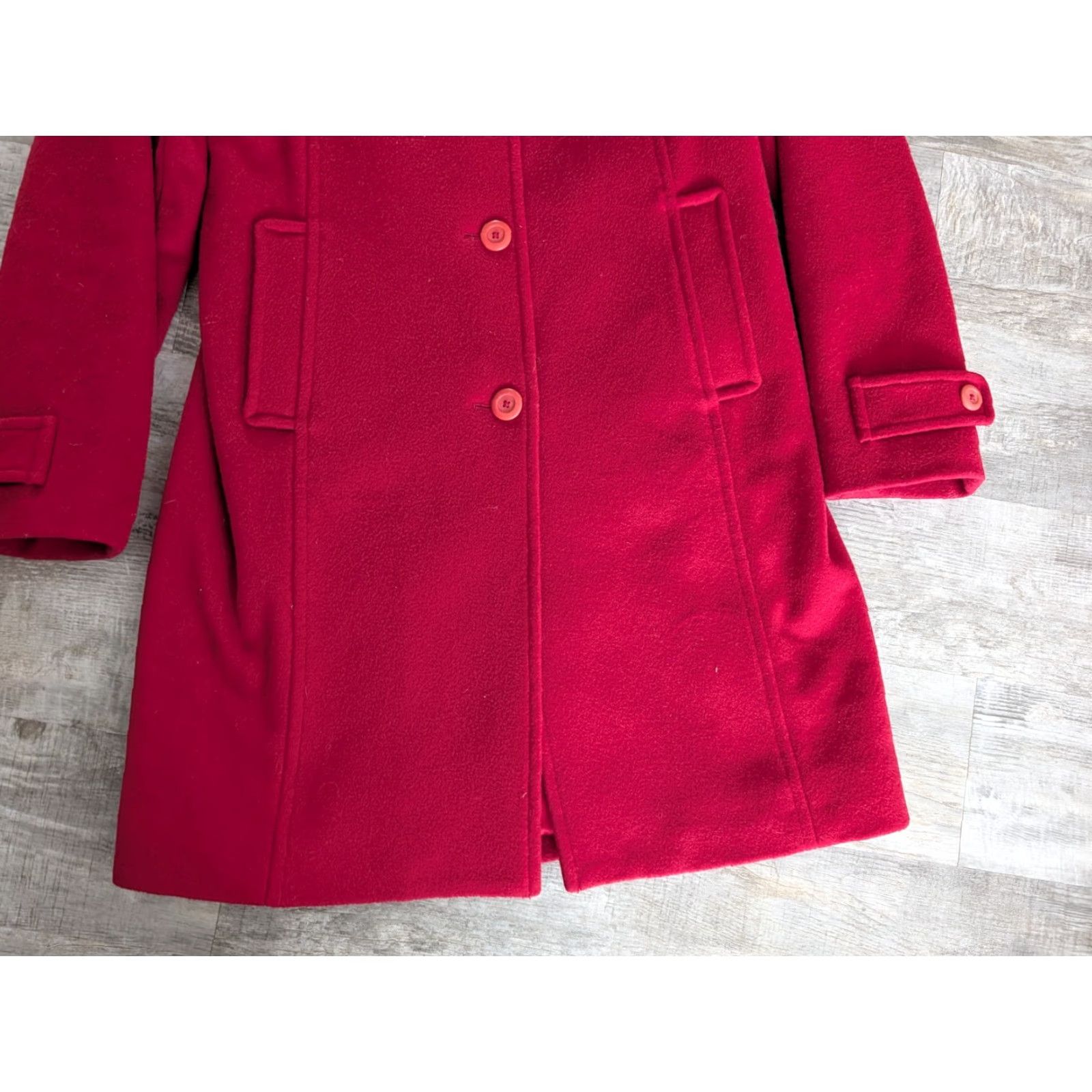 Vintage L.L.Bean Coat Womens 6 Regular Red Lambswool Thinsulate Lined Button Winter Coat Size M / US 6-8 / IT 42-44 - 3 Thumbnail