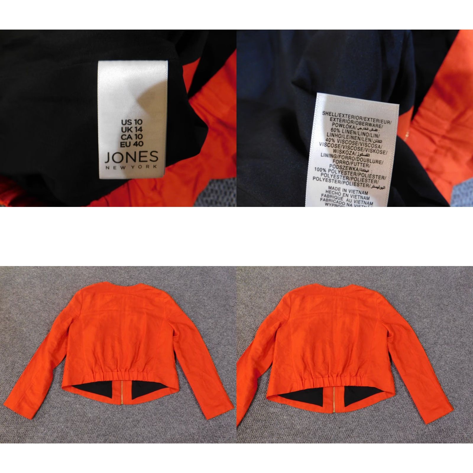Jones New York Jones New York Jacket Womens 10 Orange Zip Sleeveless Stretch Linen Casual Plus Size Beach Basic Jacket Mens? Ladies? Size L / US 10 / IT 46 - 9 Thumbnail