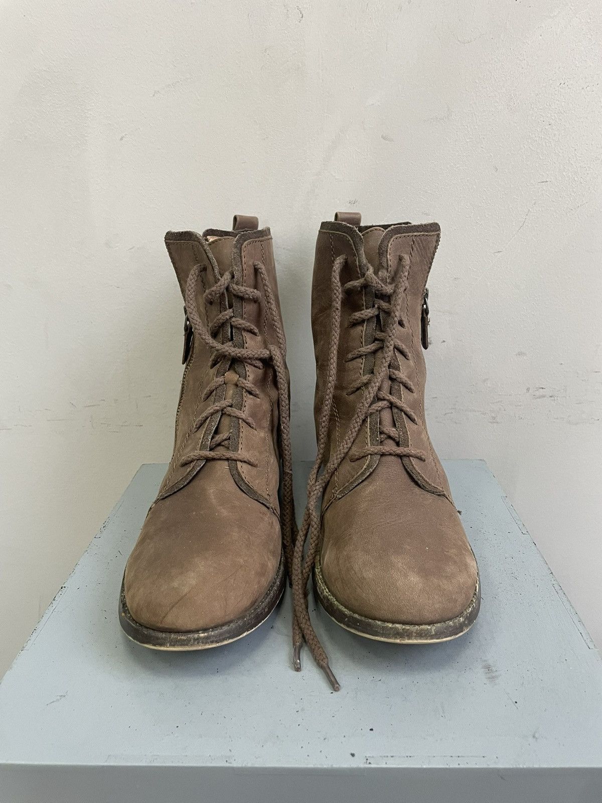 Ankle combat boots A.S. 98 style brown military zipper style