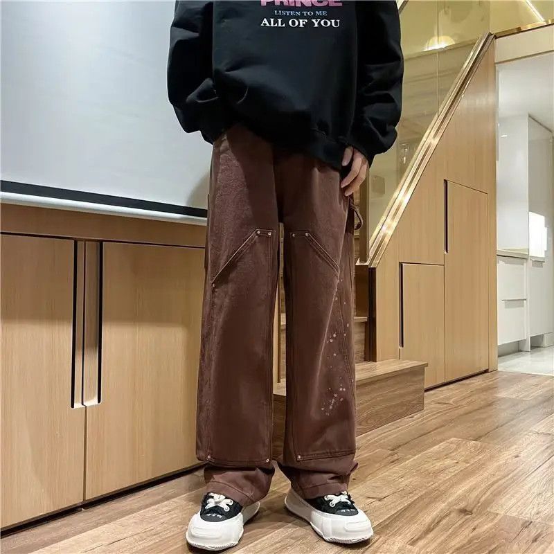 Japanese Brand Retro brown loose straight leg wide leg jeans Size US 32 / EU 48 - 1 Thumbnail