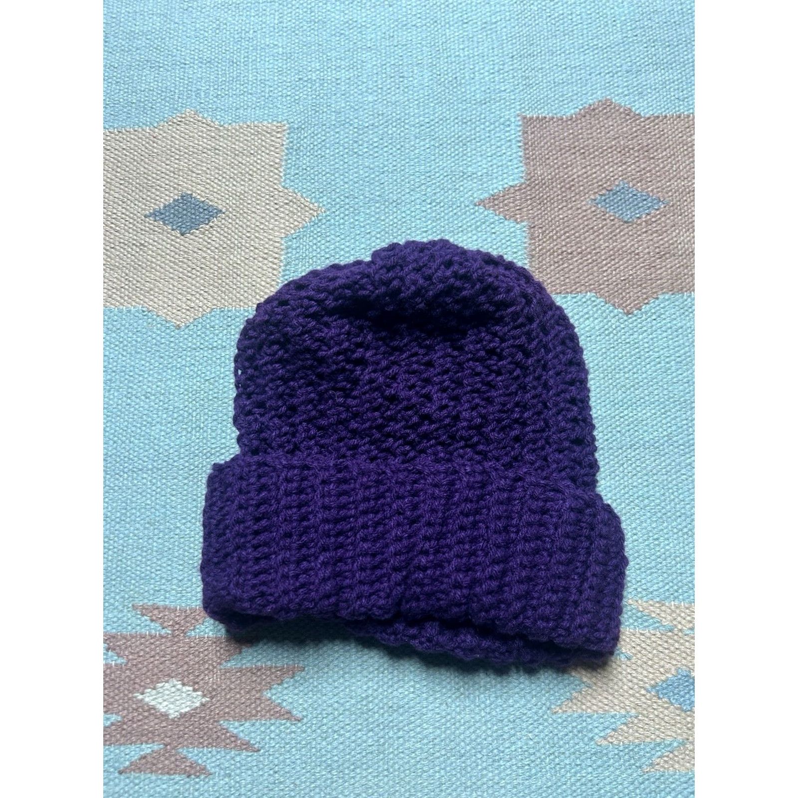 Vintage VINTAGE HaT Beanie Women One Size Purple Crochet Knit Winter Hat OsFA Size ONE SIZE - 2 Thumbnail
