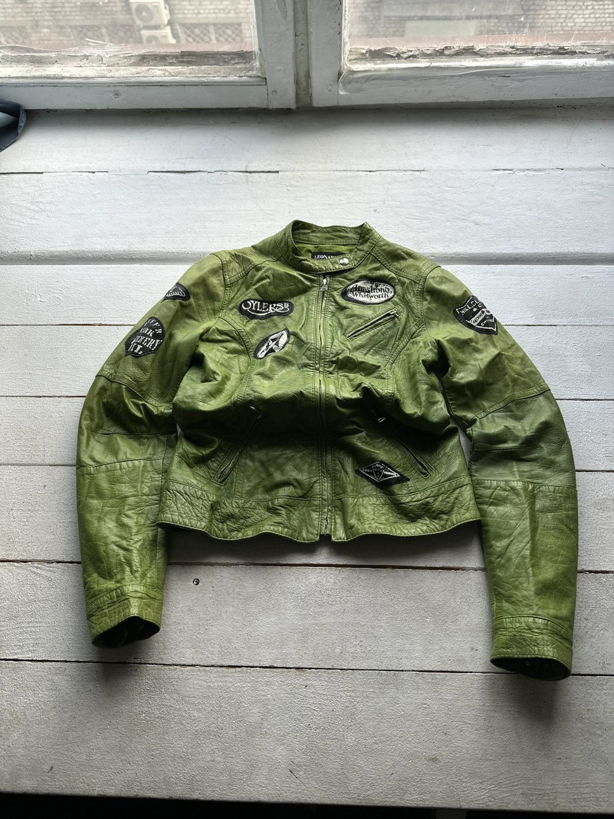 Other 🚨Y2K RICK OWENS TYPE DIRTY SLIM FIT ZIP LEATHER JACKET Size M / US 6-8 / IT 42-44 - 1 Thumbnail