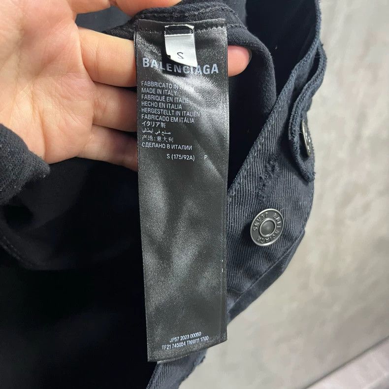 Balenciaga Balenciaga Black monogrammed lapel denim jacket with long Size US S / EU 44-46 / 1 - 5 Thumbnail
