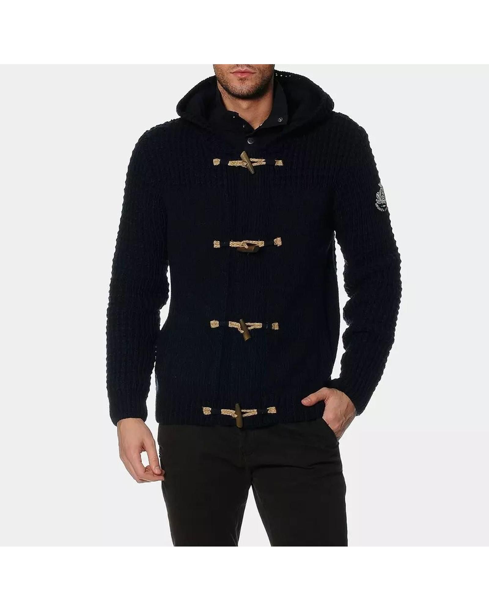 image of Armata Di Mare Hooded Toggle Cardigan With Zip Closure in Blue, Men's (Size Small)