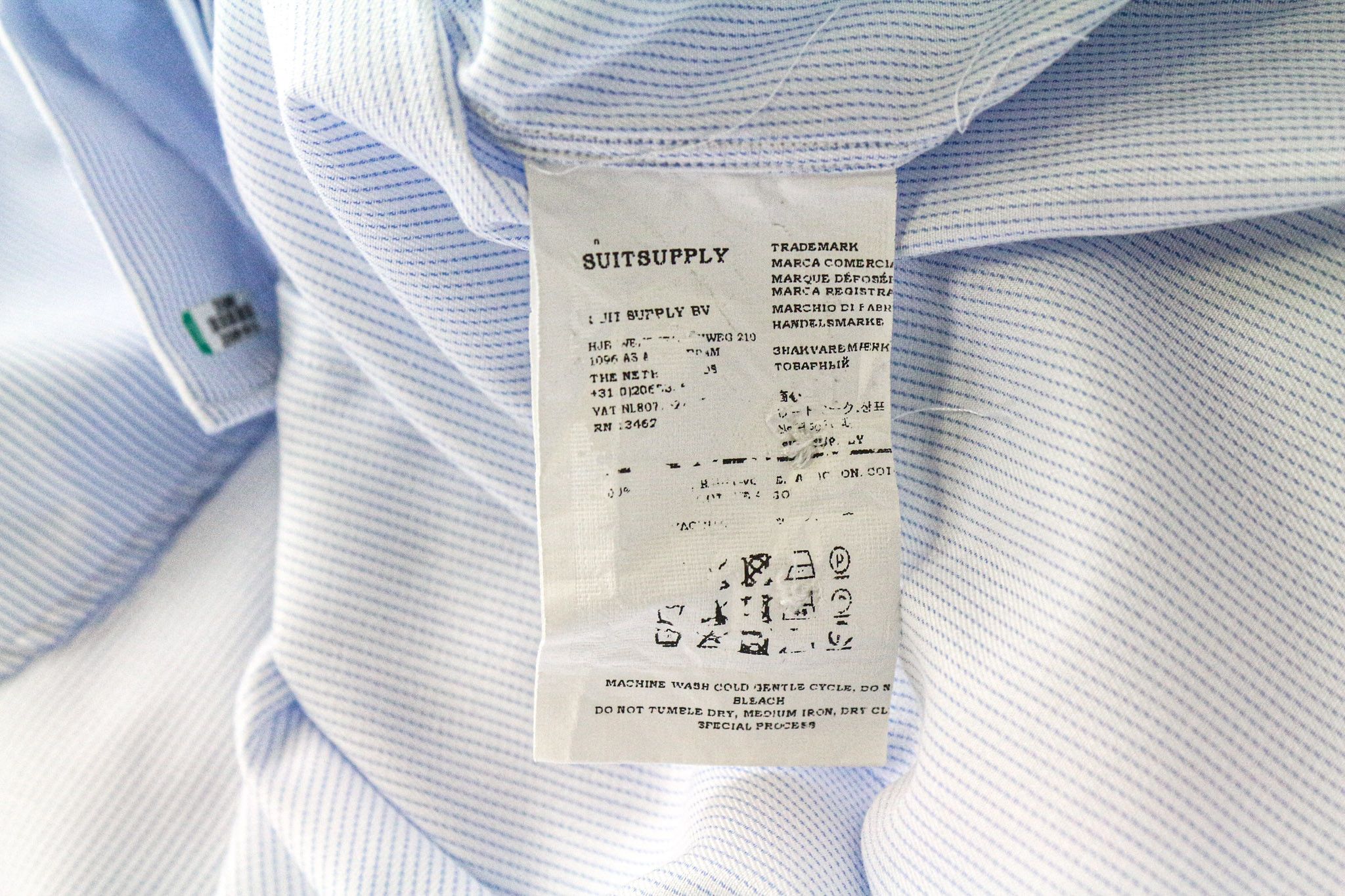 Suitsupply 42/16 1/2 Extra Slim Blue Cotton Striped Cutaway 78717 Size 42R - 6 Thumbnail