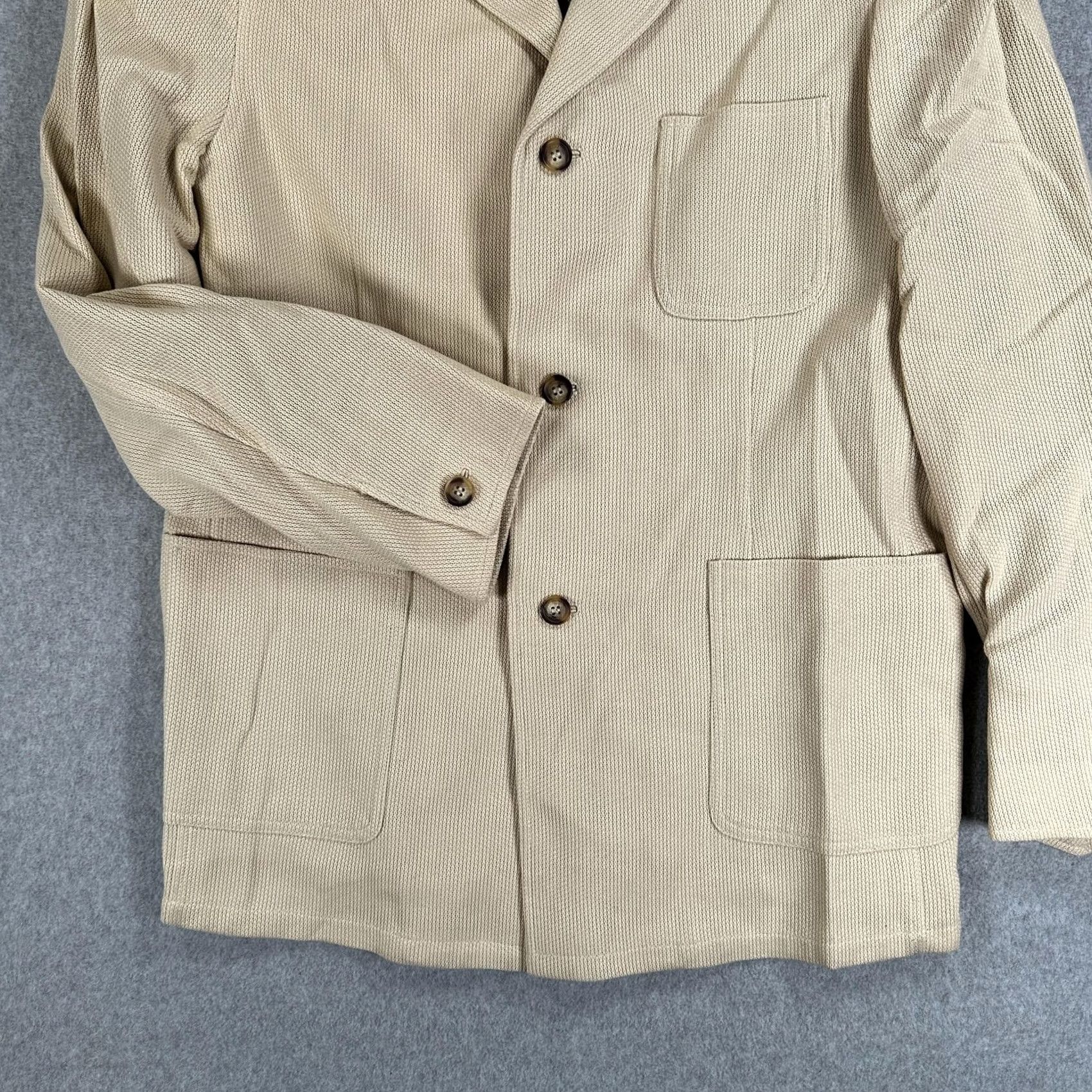 Brioni VINTAGE Brioni Sport Coat Mens M Beige Cotton Cashmere Leather Italy Shirt Size US M / EU 48-50 / 2 - 4 Thumbnail