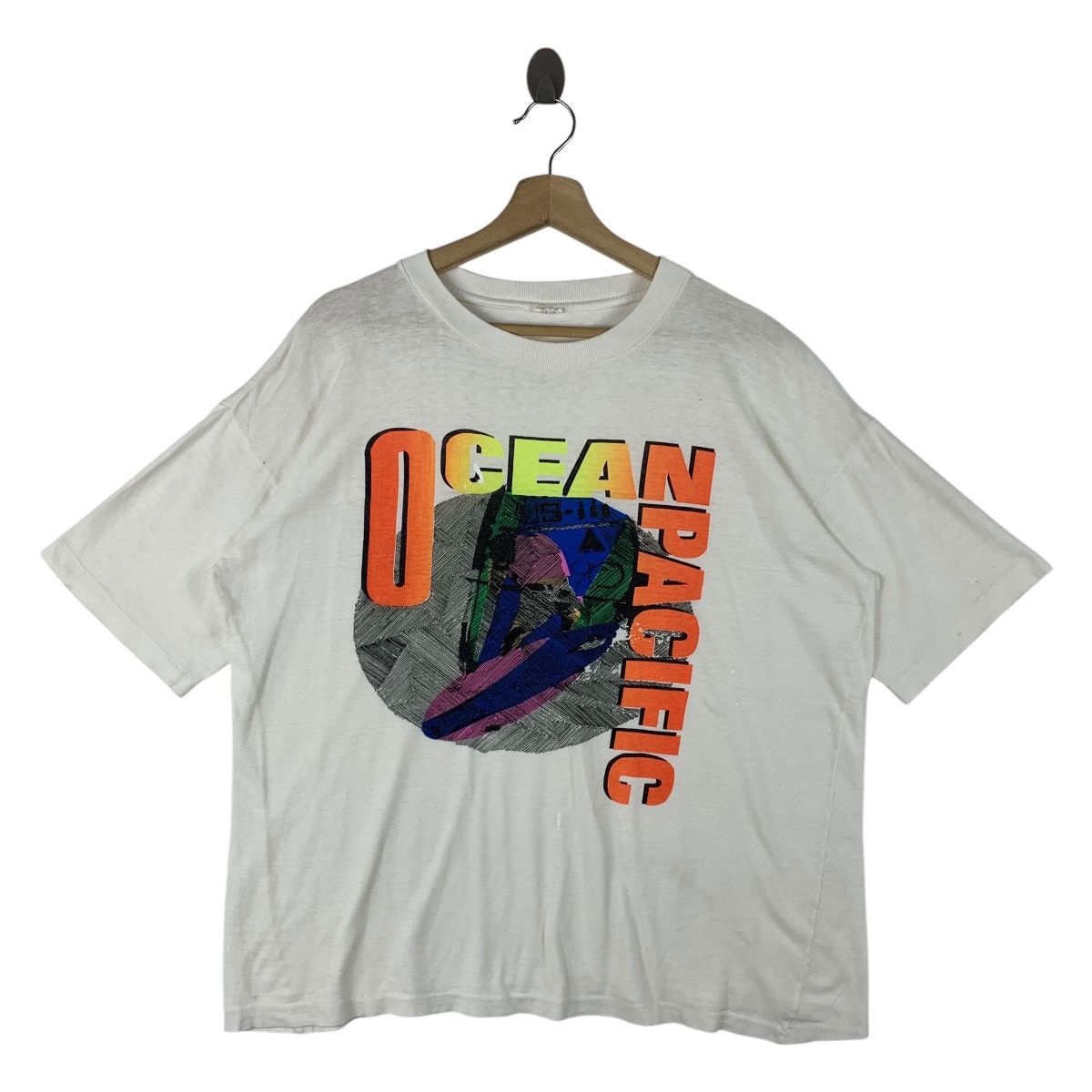 Designer × Ocean Pacific × Vintage Vintage 90s OCEAN PACIFIC Surfing big printed tee Size US XL / EU 56 / 4 - 1 Thumbnail