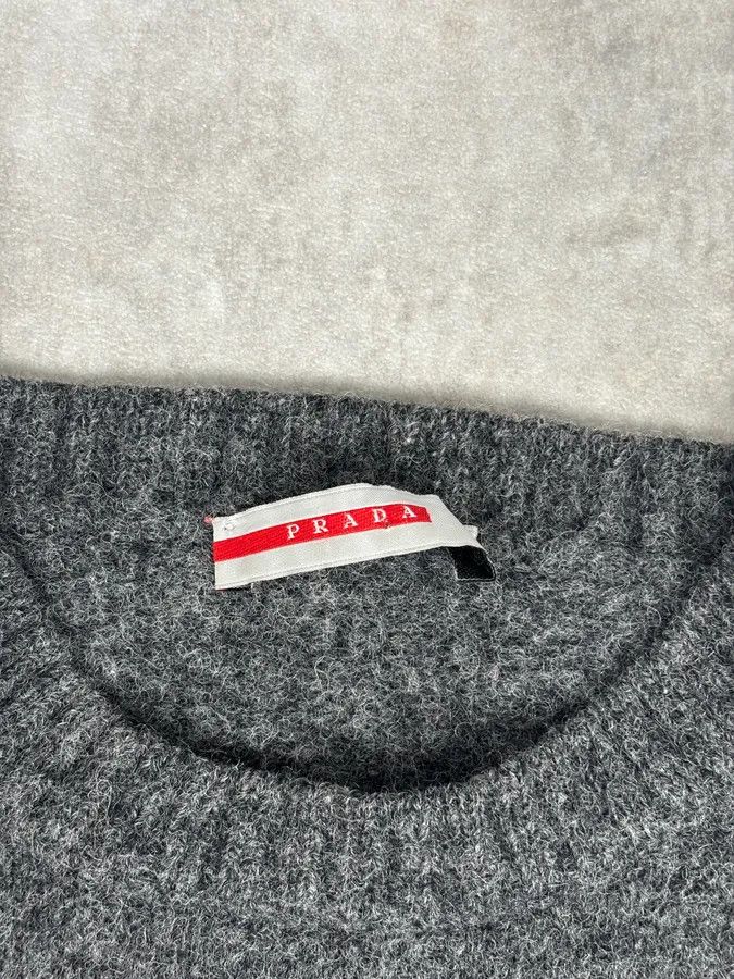 Prada 2000s Prada Grey Wool Leather Elbow Patch Sweater Size S / US 4 / IT 40 - 7 Thumbnail