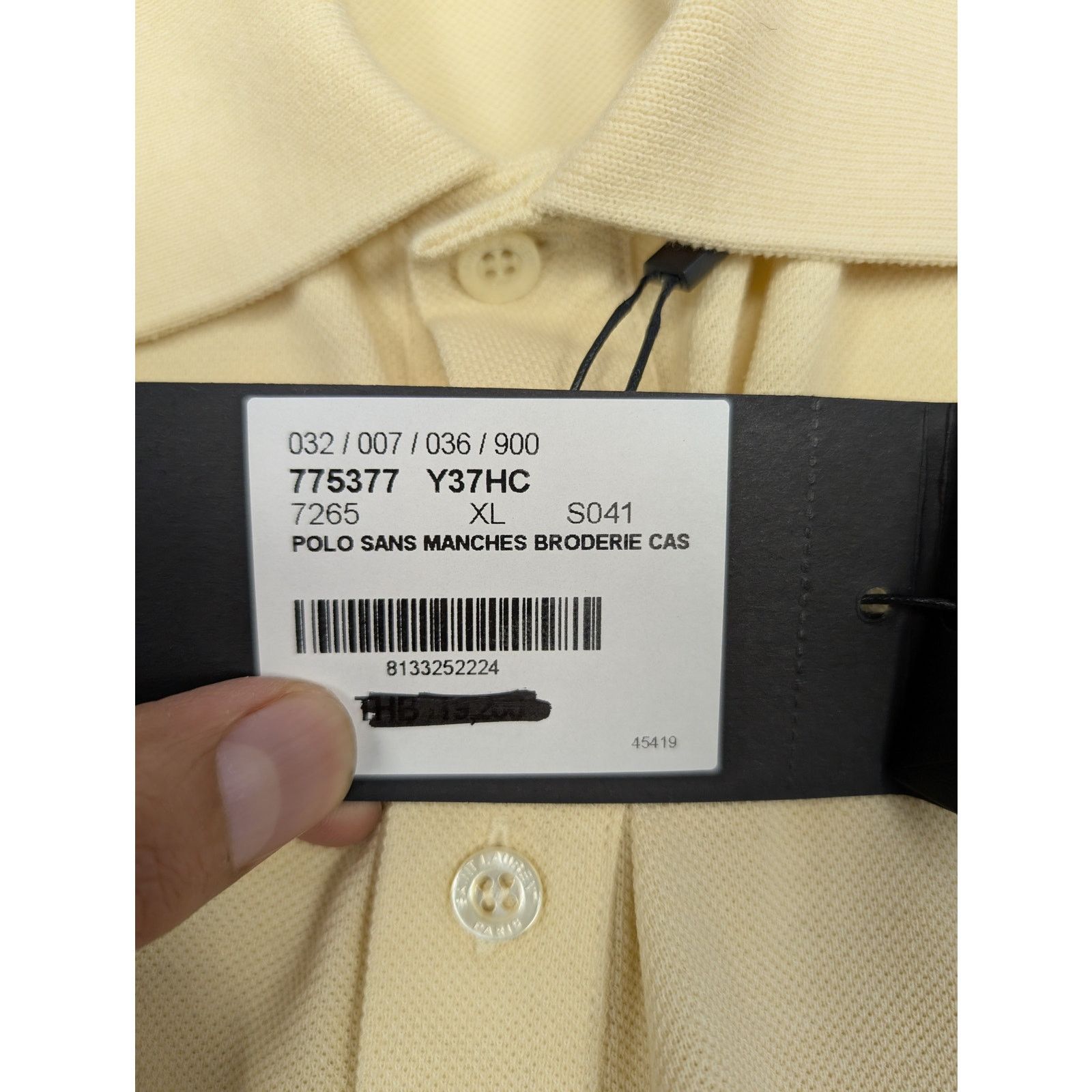 Saint Laurent Paris o1rshd1 Polo Sans Manches Broderie Vest in Cream Size US XL / EU 56 / 4 - 16 Thumbnail