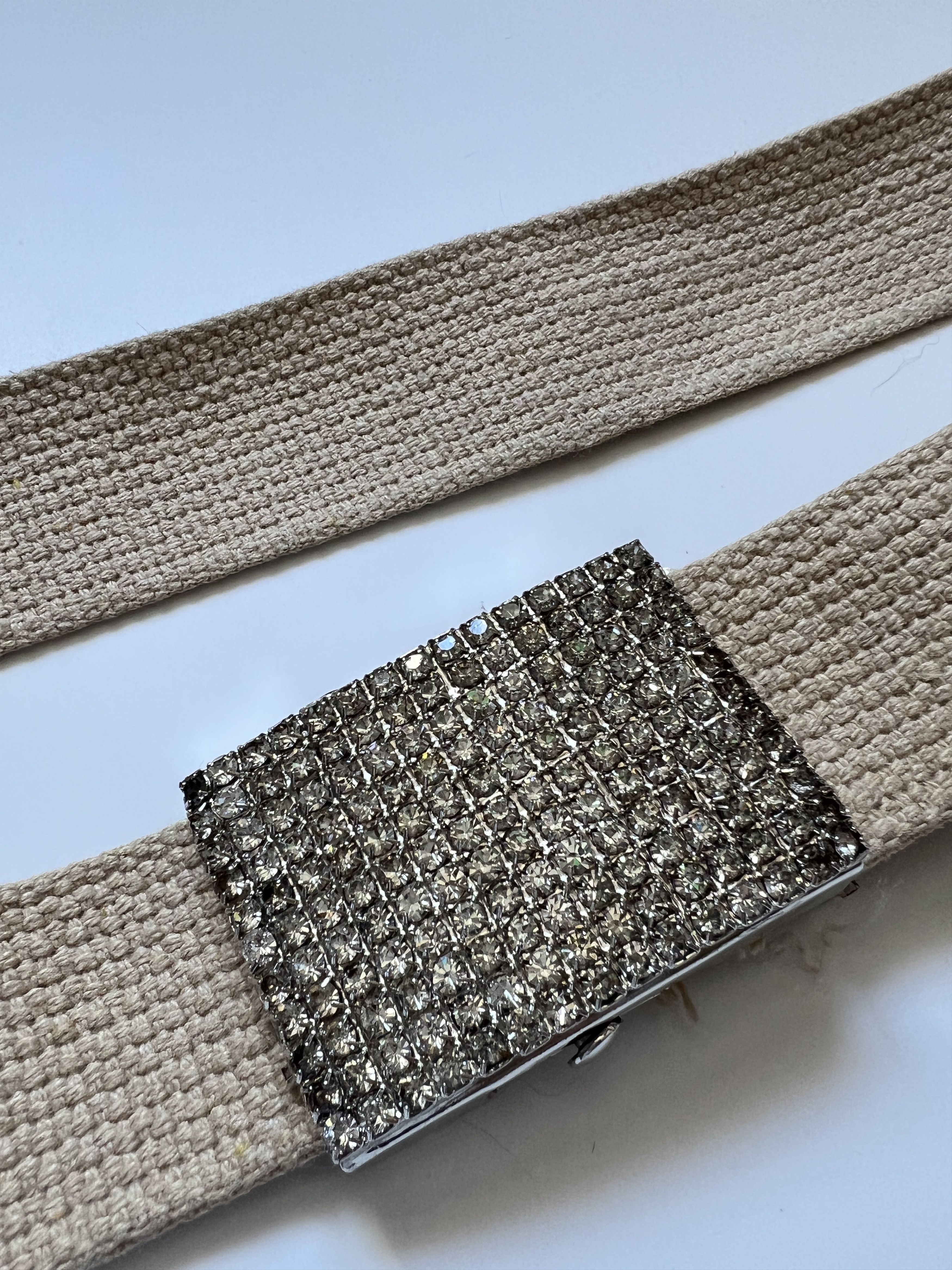 Vintage Y2K Rhinestones Buckle Cotton Belt BB Style Size ONE SIZE - 13 Thumbnail