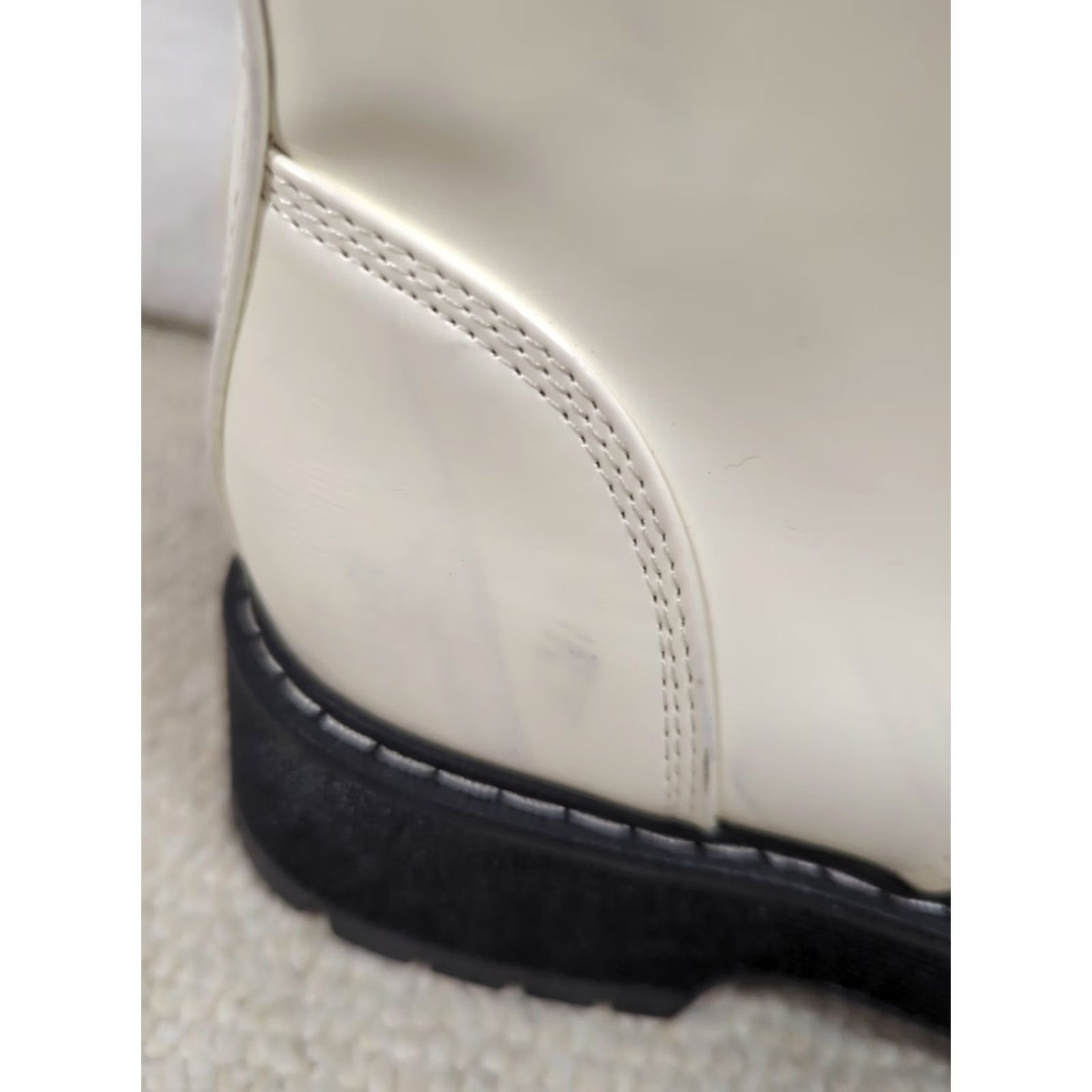 Steve Madden Steve Madden NYC Womens Combat Boots Lug 9 M White Black Ankle Chunky Lace Up Platform 1.25in Rubber Heel 2in Memory Foam Shoes Size US 9 / IT 39 - 6 Thumbnail