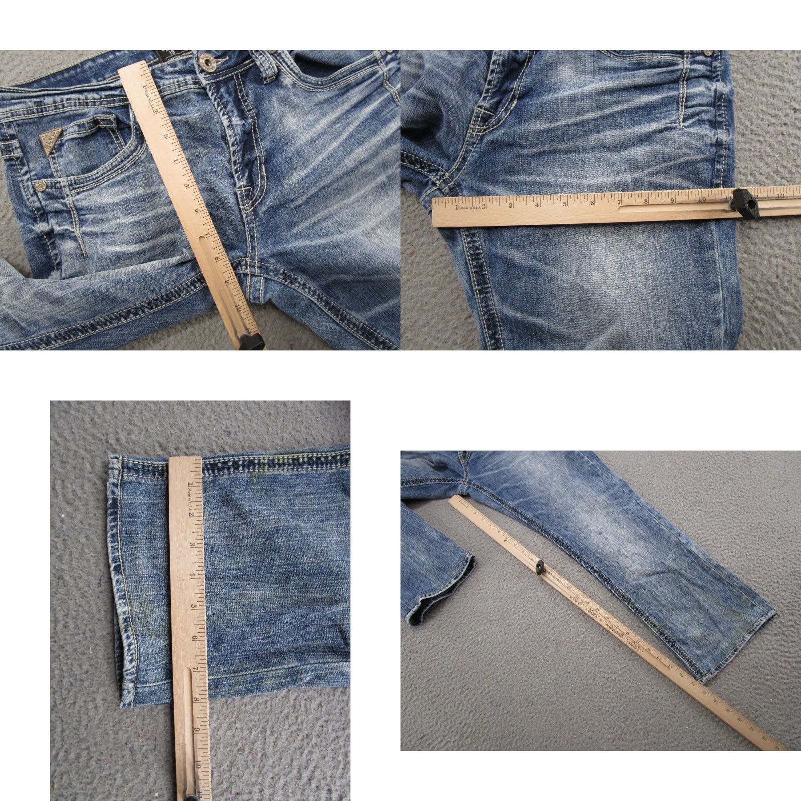 Vintage Salvage Jeans Buckle Blue Distressed Denim Straight Leg 32x27 Read Hemmed Men 5-Pocket Design Size 32 Regular Inseam 27 Vintage No Size US 32 / EU 48 - 8 Thumbnail