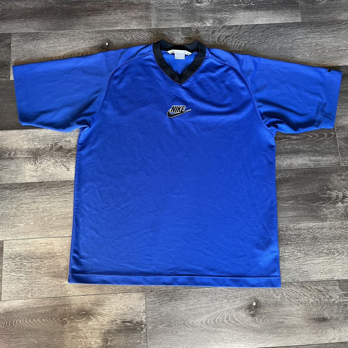 Nike Vintage 2000s Nike Center Swoosh Logo Soccer Jersey Dri Fit Size US L / EU 52-54 / 3 - 1 Thumbnail