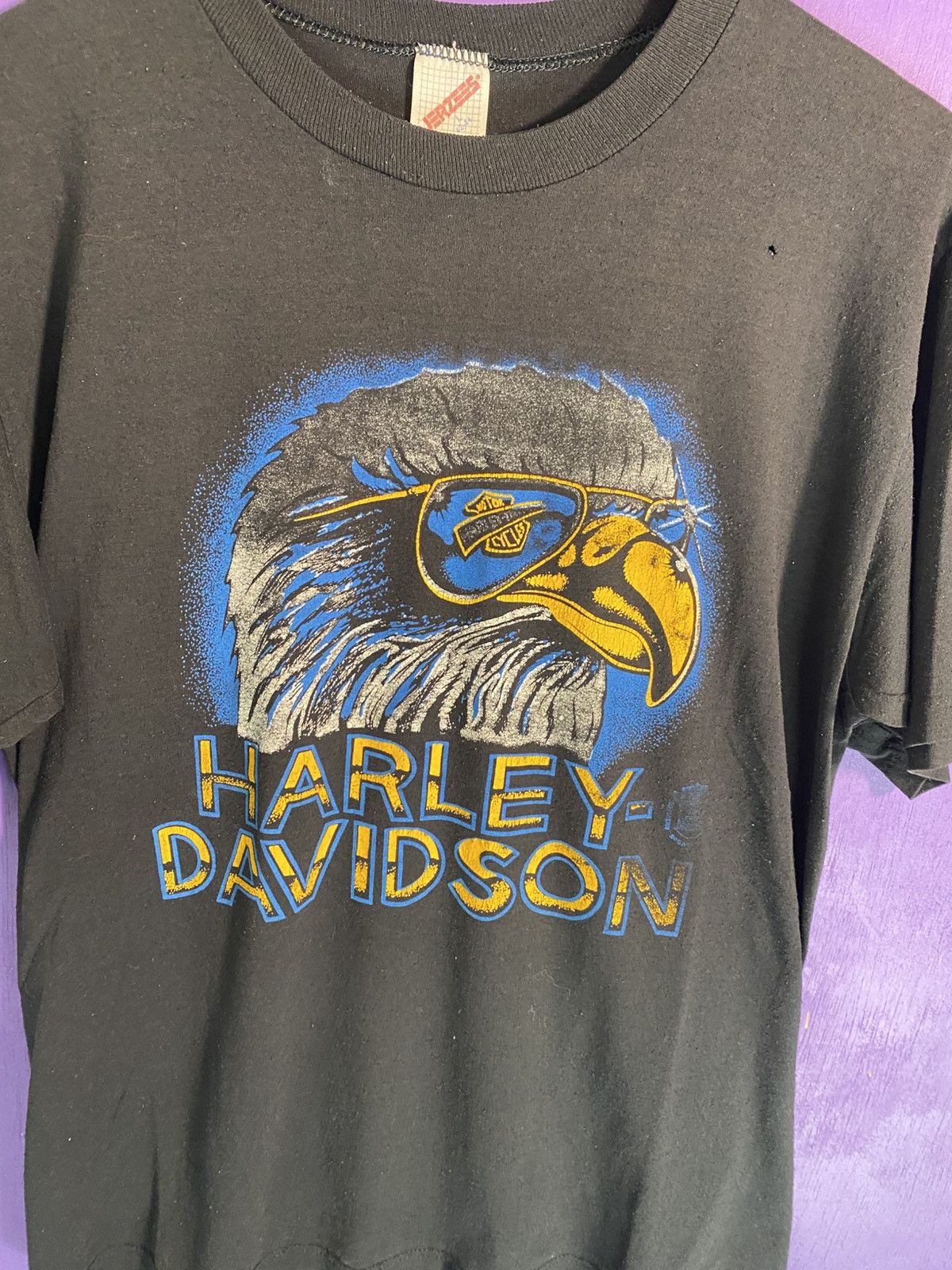 Harley Davidson Vintage 80s Harley davidson eagle/sunglasses t-shirt Size US L / EU 52-54 / 3 - 3 Thumbnail
