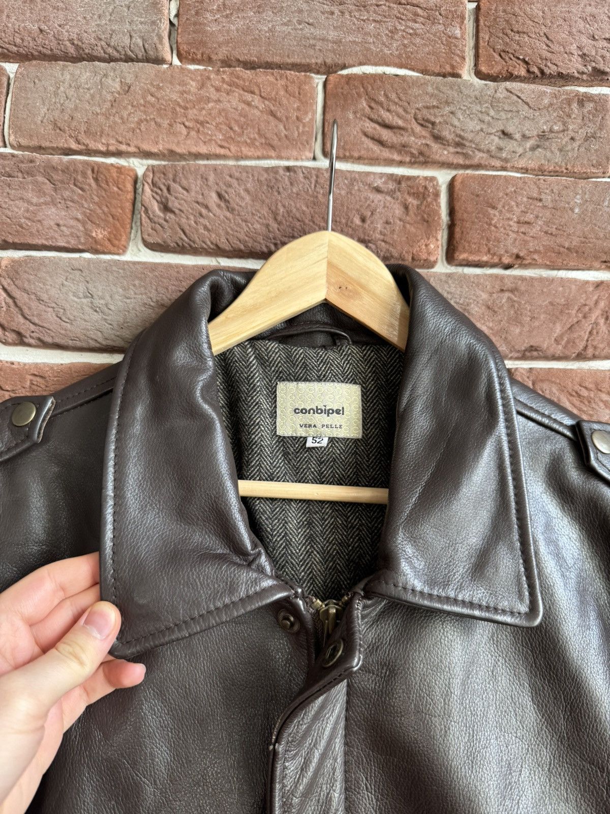 Vintage Conbipel Vintage 90s Flight Leather Jacket Rare Rock Roll Size US L / EU 52-54 / 3 - 7 Thumbnail