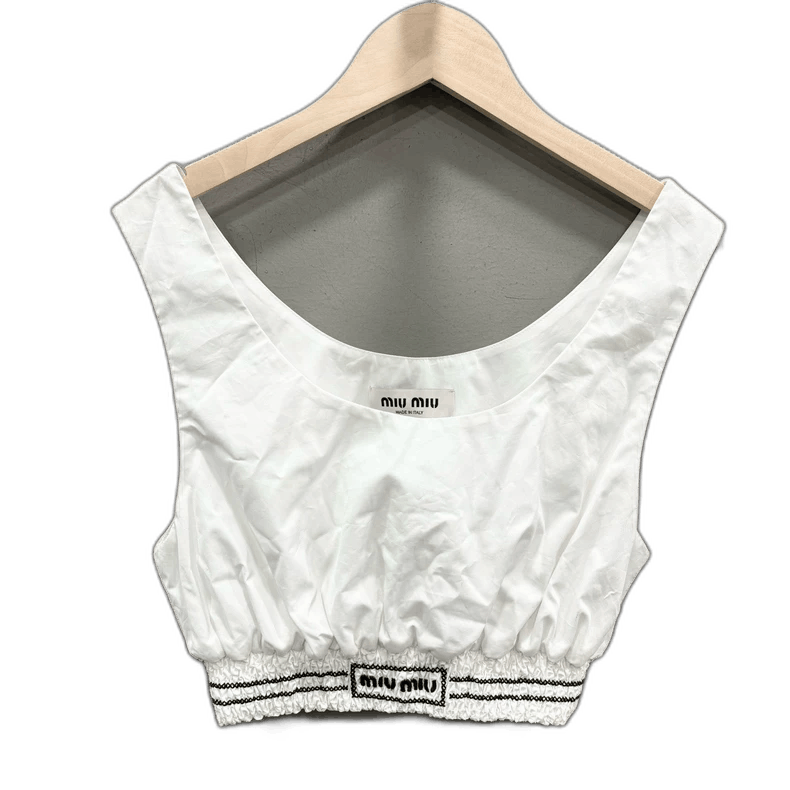 Celine Miu Miu White Logo Crop Top Size S / US 4 / IT 40 - 1 Thumbnail