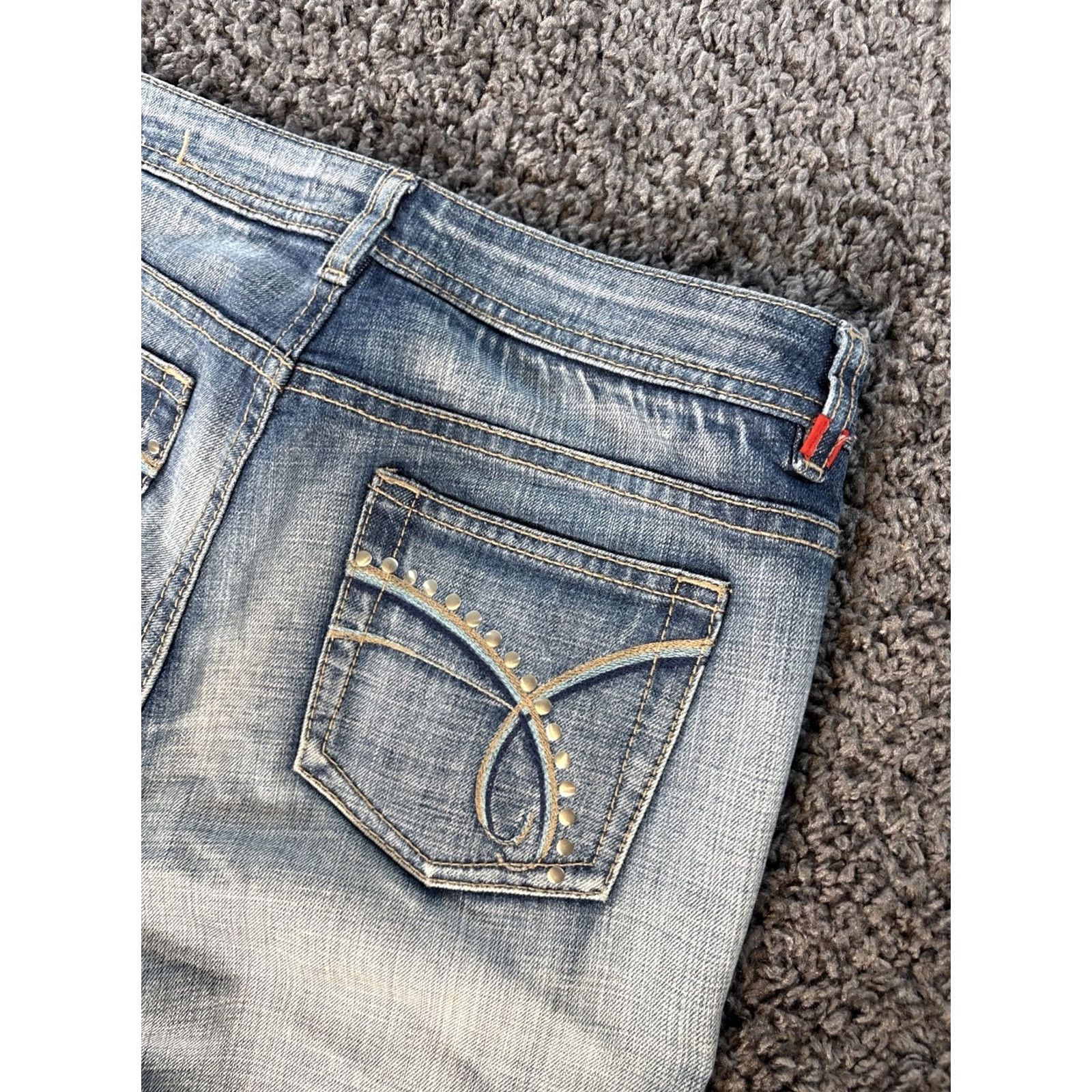 Esprit VINTAGE Esprit Bootcut Pants 30x30 Blue Low Rise Grunge Light Wash Studded Moto 90s Womens Pants Size 30" / US 8 / IT 44 - 8 Thumbnail