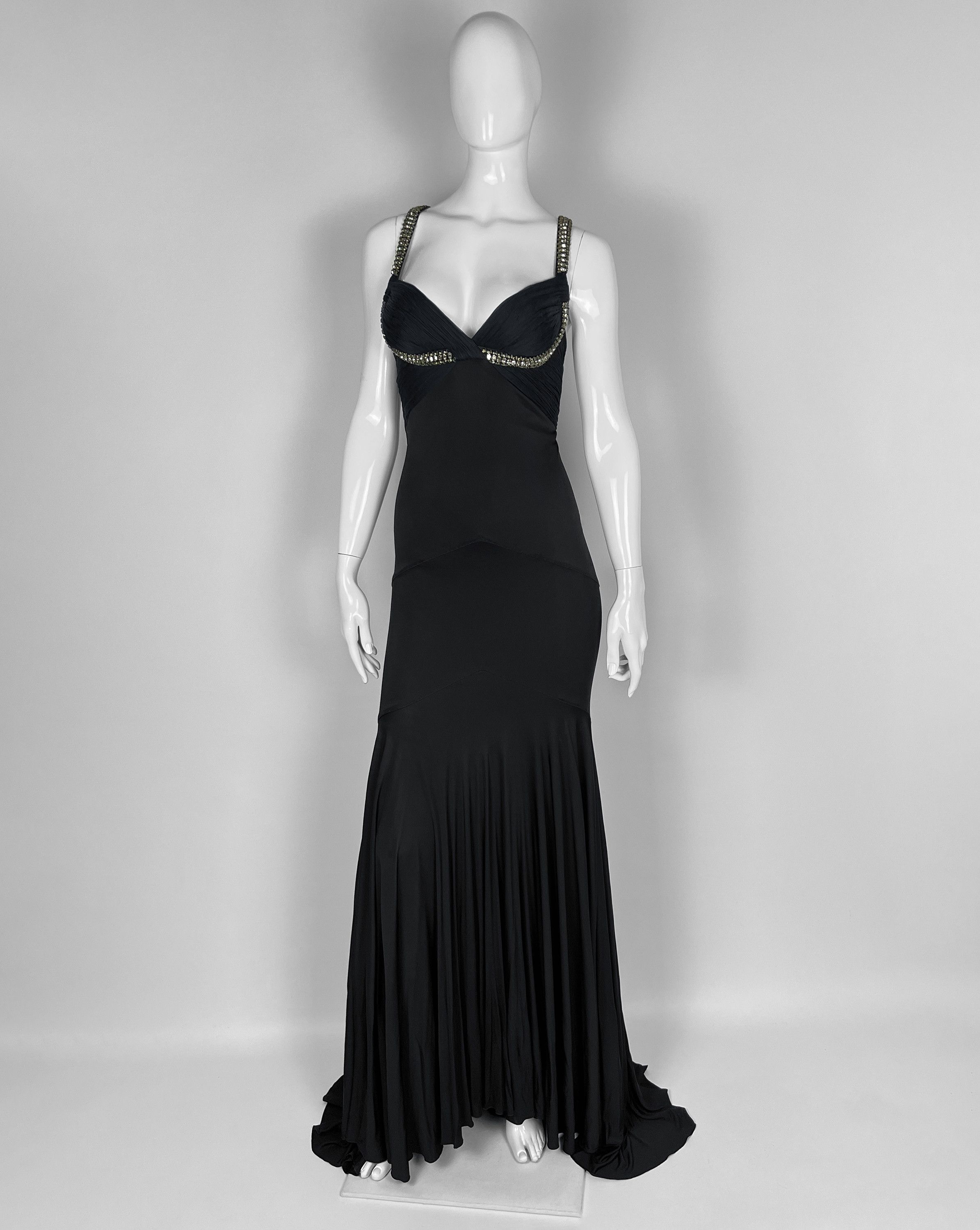 Roberto Cavalli S/S 2007 ARCHIVE PLEATED DRESS WITH DRAMATIC CRYSTAL GOWN Size S / US 4 / IT 40 - 3 Thumbnail