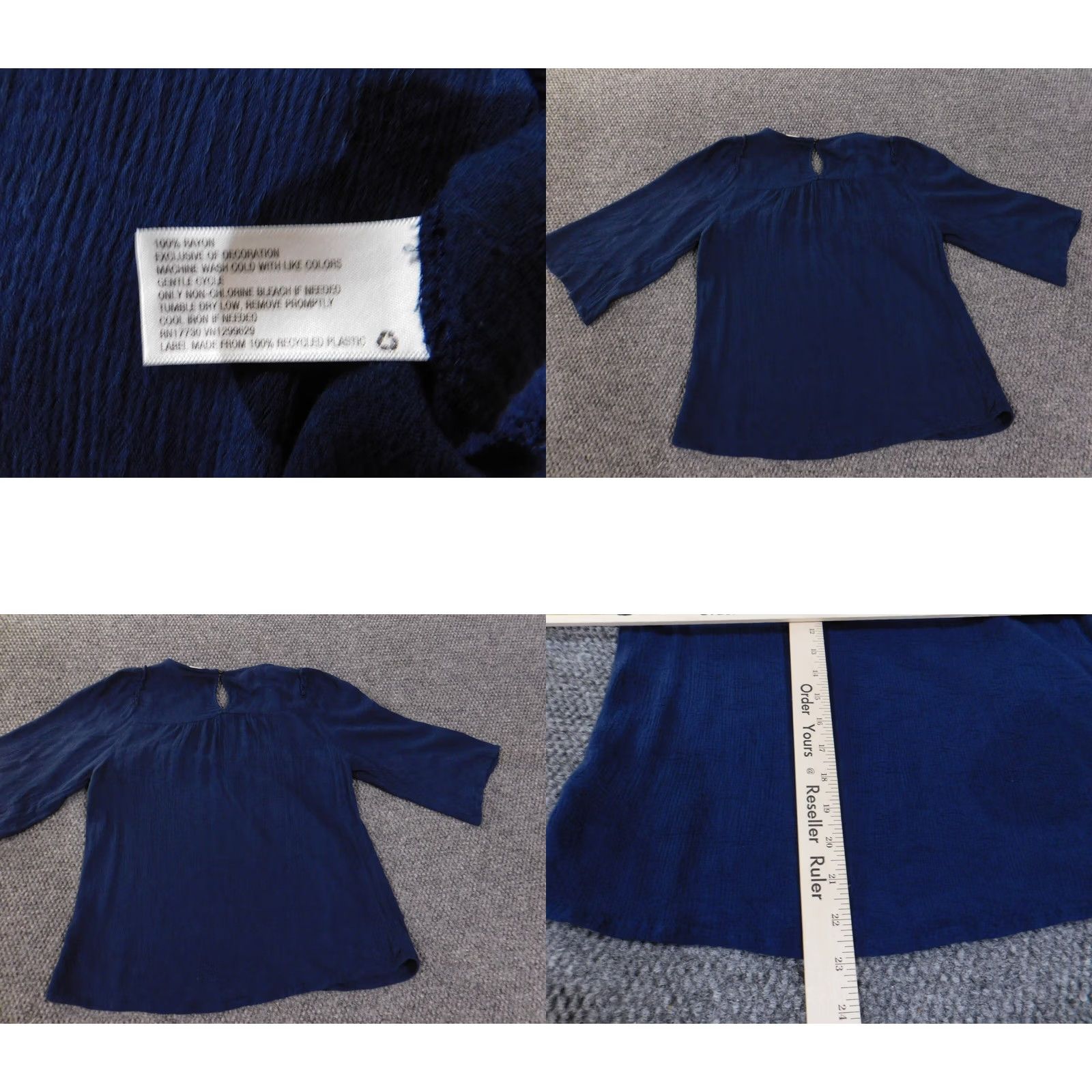 Vintage Knox Rose Blouse Shirt Womens S Small Blue Rayon Round Neck Button Short Sleeve Casual Size S / US 4 / IT 40 - 8 Thumbnail