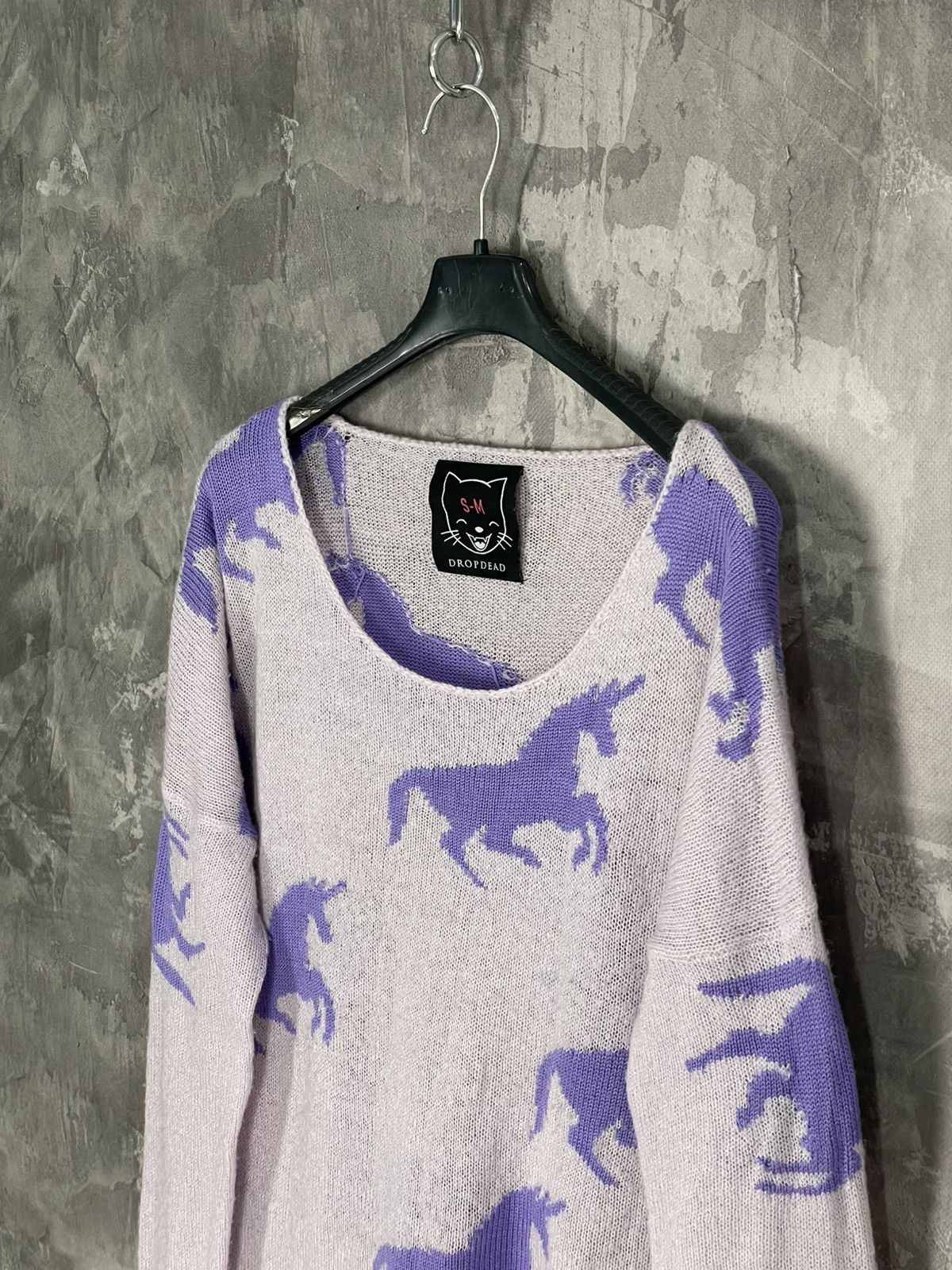 Drop Dead Clothing × Japanese Brand AVANT GARDE Y2K UNICORN PURPLE DROP DEAD KNIT SWEATER Size M / US 6-8 / IT 42-44 - 7 Thumbnail