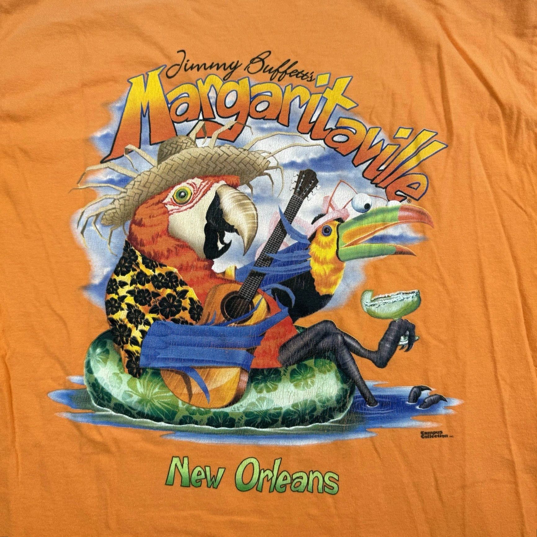 Vintage VINTAGE Margaritaville Shirt Adult Large Orange New Orleans Jimmy Buffett Y2K Size US L / EU 52-54 / 3 - 2 Thumbnail