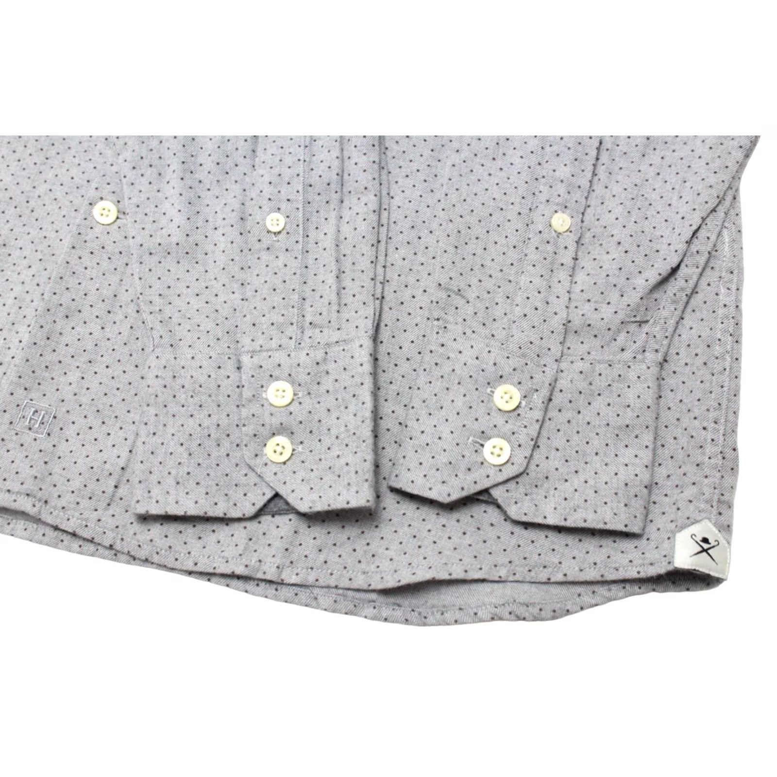 Hackett HACKETT Polka Dot Slim Fit Shirt Mens LARGE Flannel Cutaway Grey Cutaway Neck Long Sleeve Button-Up Shirt Mens Size US L / EU 52-54 / 3 - 5 Thumbnail