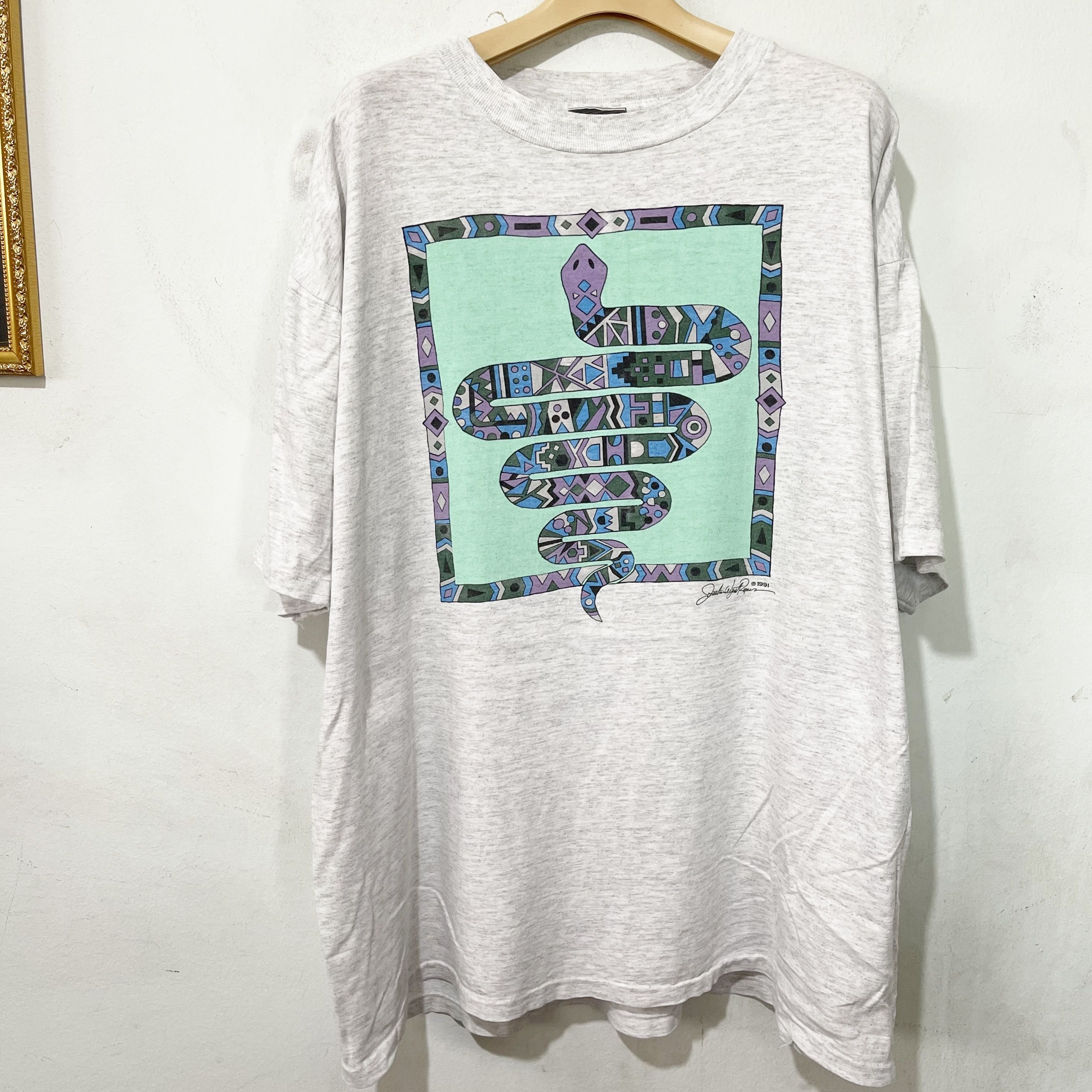 Vintage Vintage 90s Snake Tribal Shirt Size US XL / EU 56 / 4 - 1 Thumbnail