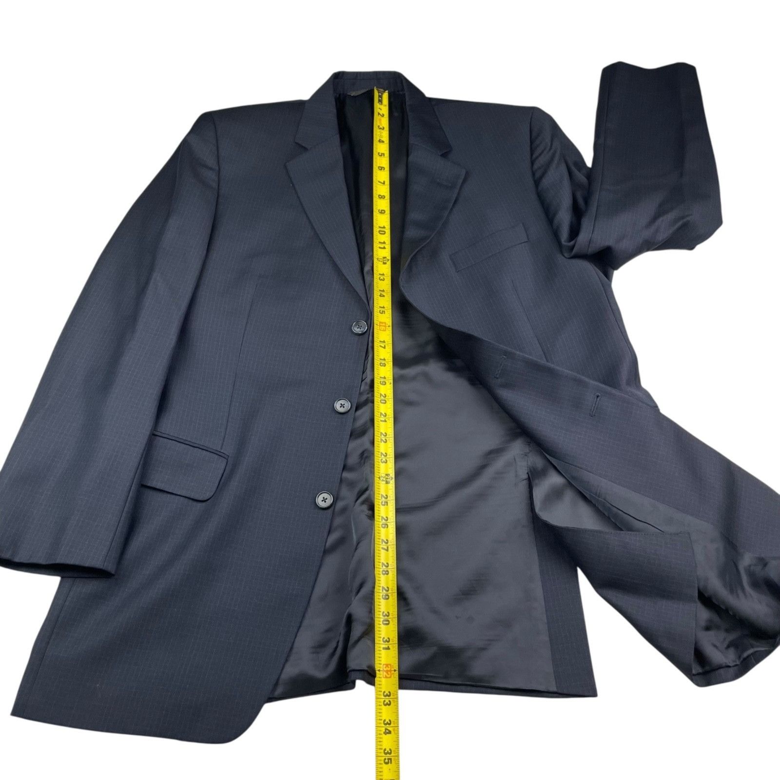 Jack Victor Jack Victor Men’s 100% Wool 3-Button Suit Navy Blue Check • Size 42L - 11 Thumbnail