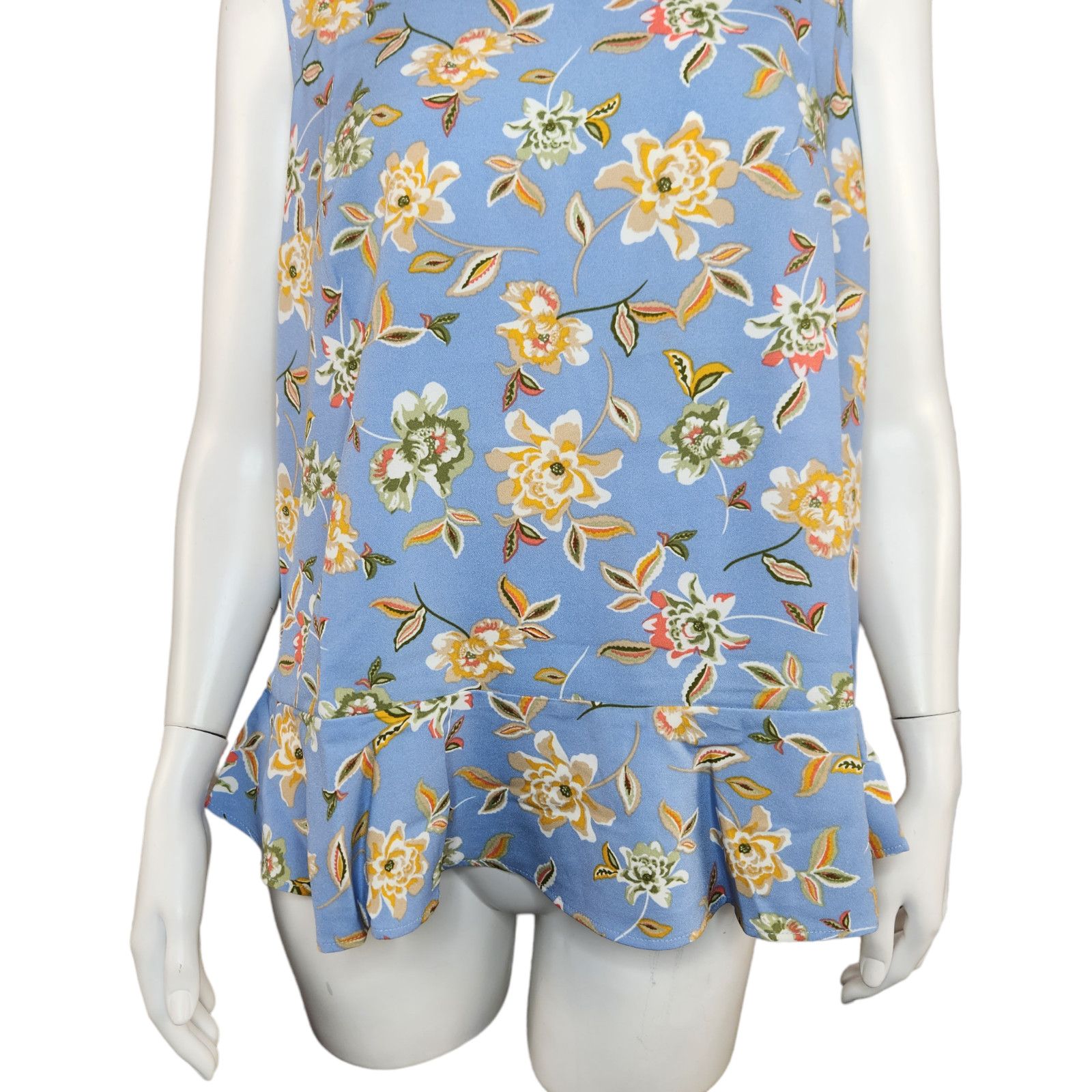 Denim & Co. Denim & Co Sleeveless Tank Top Blue Floral X-Small NWOT Size XS / US 0-2 / IT 36-38 - 3 Thumbnail